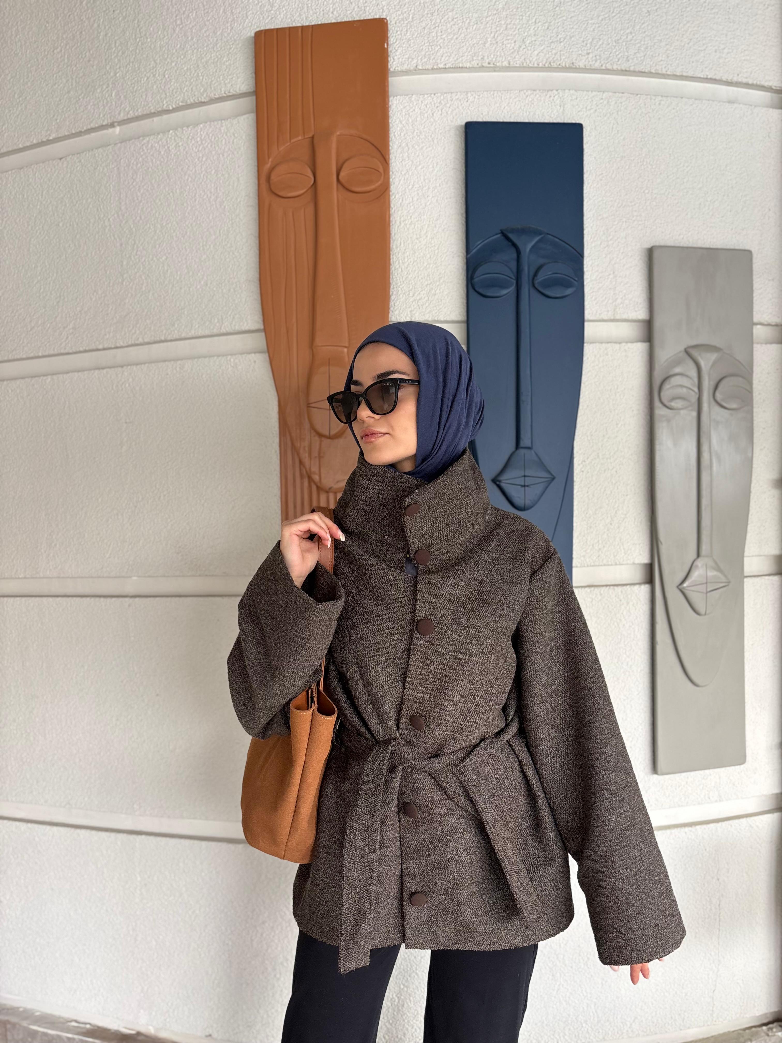 Astarsız Yüksek Yaka Dokulu Kaban