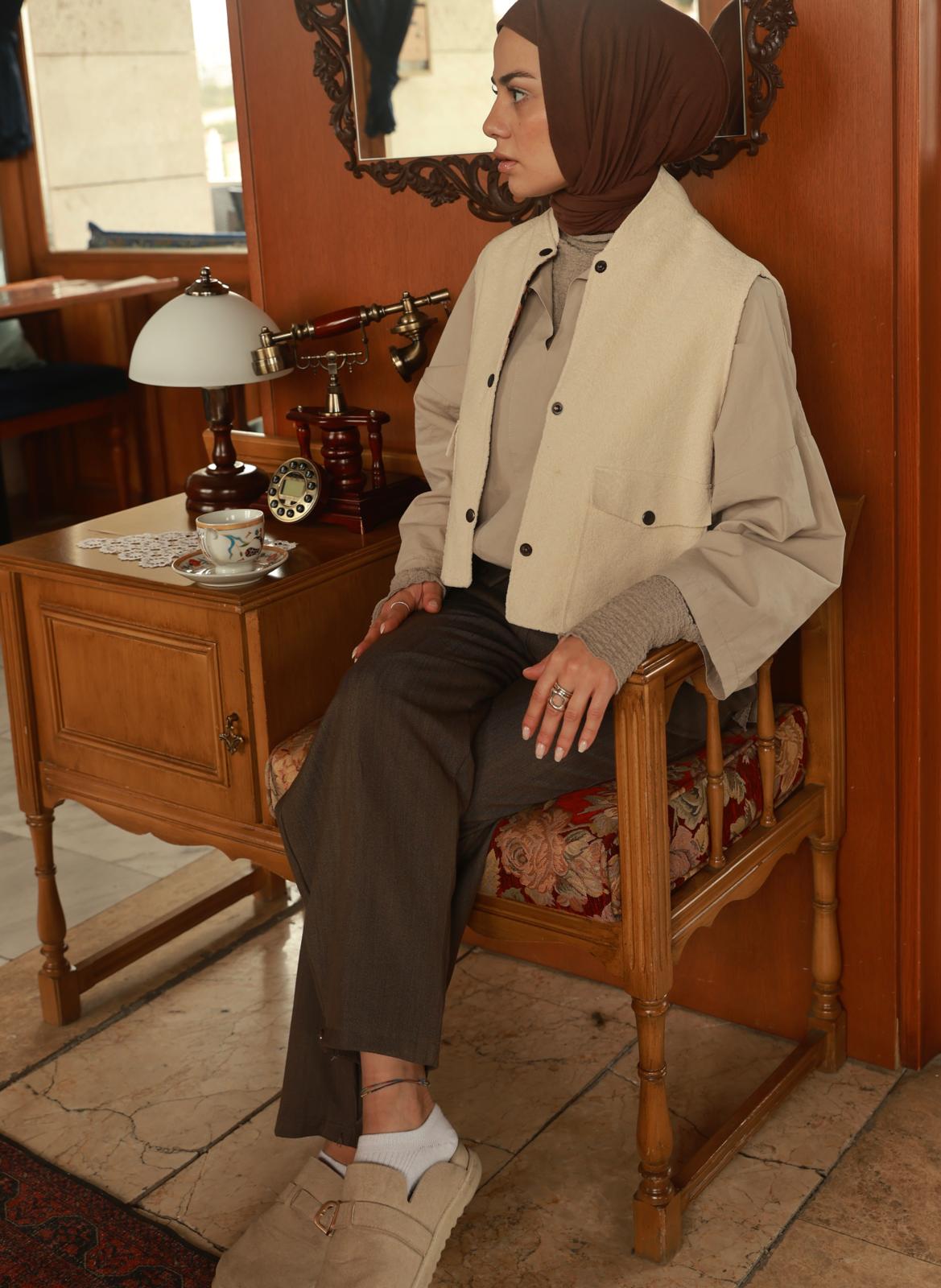 Hakim Yaka Astarlı Çıtçıtlı Ceket K001