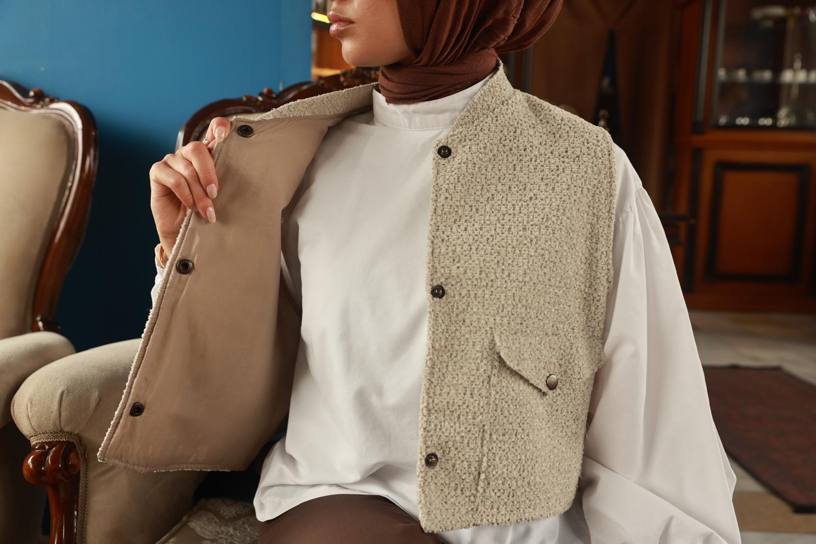 Hakim Yaka Astarlı Dokulu Çıtçıtlı Ceket K007