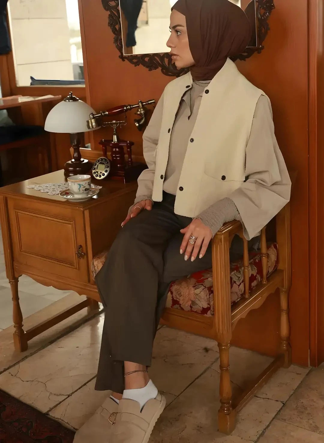 Hakim Yaka Astarlı Çıtçıtlı Ceket K001