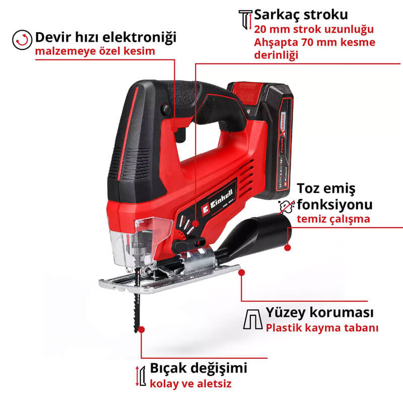 Dekupaj Testere Akülü (1 x 2.5 Ah) (EINHELL 4321280 TC-JS 18/70 Li)