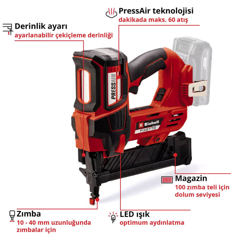 Zımba Akülü (Akü Hariç) (EINHELL 4257785 FIXETTO 18/40 S Solo)