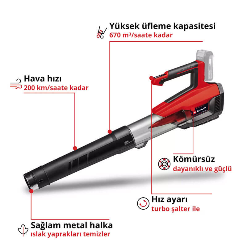 Yaprak Üfleme Akülü (Akü Hariç) (EINHELL 3433550 GP-LB 18/200 Li GK Solo)