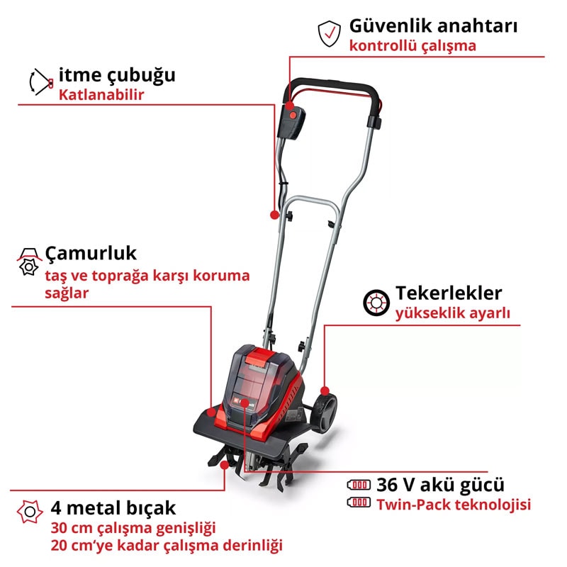 Çapa Makinesi Akülü (Akü Hariç) (EINHELL 3431200 GE-CR 30 Li Solo)
