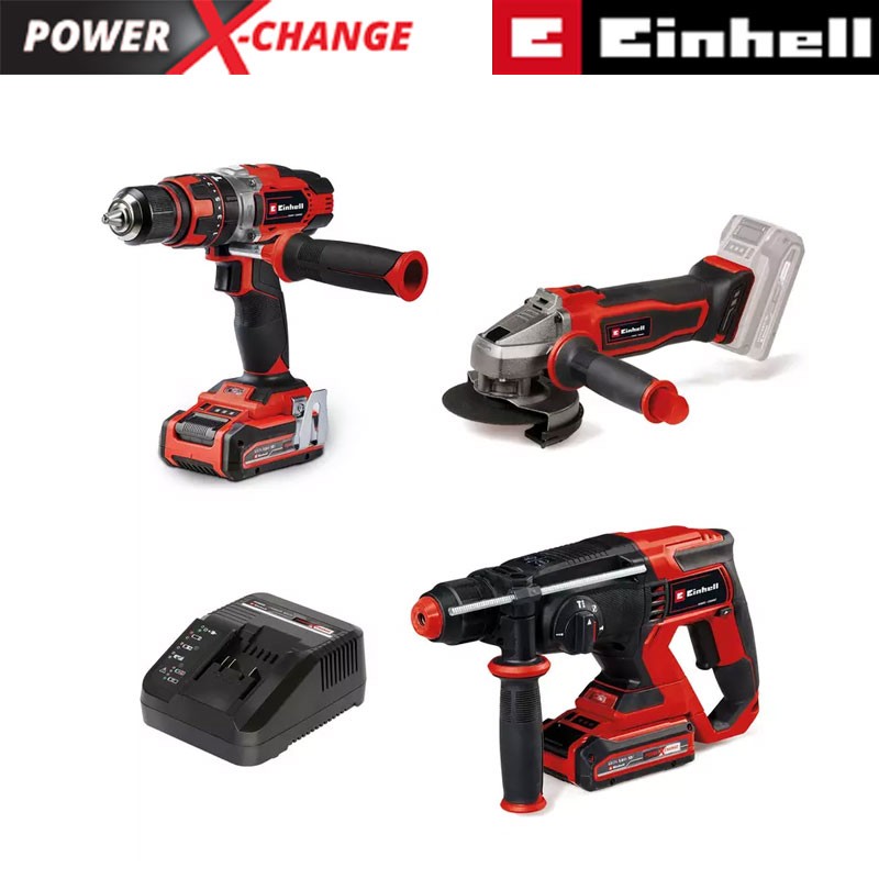 Makine Seti Akülü (2 x 3.0 Ah Plus) (EINHELL 4257242 TE-TK 18/3 Li +2 (CD+AG+HD))