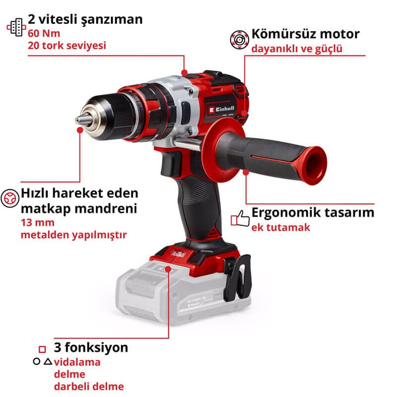 Darbeli Matkap Akülü (Akü Hariç) (EINHELL 4513860 TE-CD 18 Li-i Brushless Solo)