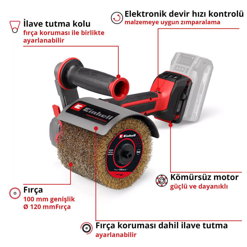 Silindir Zımpara Akülü (Akü Hariç) (EINHELL 4468000 TP-BR 18/32 Li BL Solo)