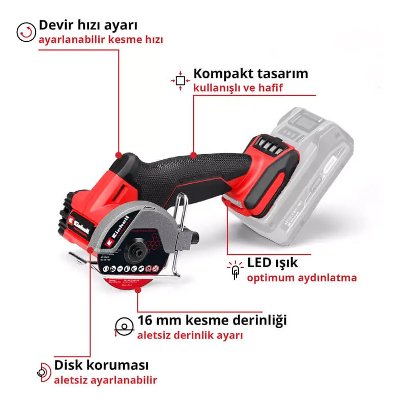 Avuç Taşlama Akülü (Akü Hariç) (EINHELL 4432000 TP-CO 18/76-C Li