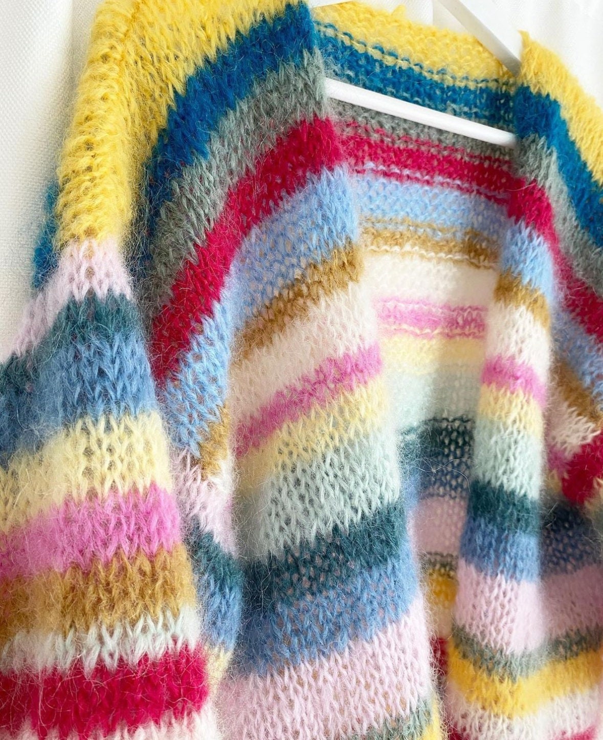 Colorful Knit Cardigan, Hand-Knitted Warm Cardigan, Oversized Cardigan, Unisex Cardigan, Multicolored Cardigan