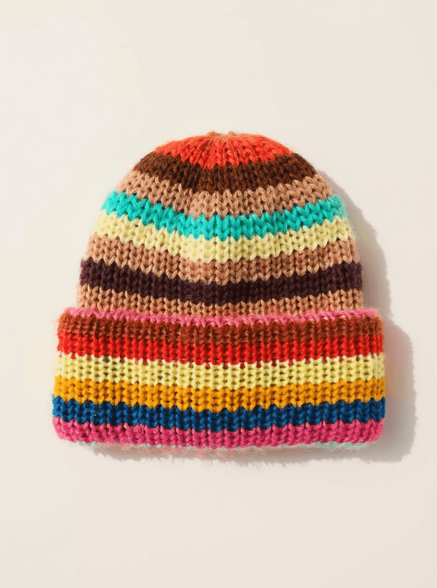Colorful Scrap Yarn Beanie – Soft Mohair Blend – Unique and Eco-Friendly Knit Hat, Colorful, Warm and Chunky Knit
