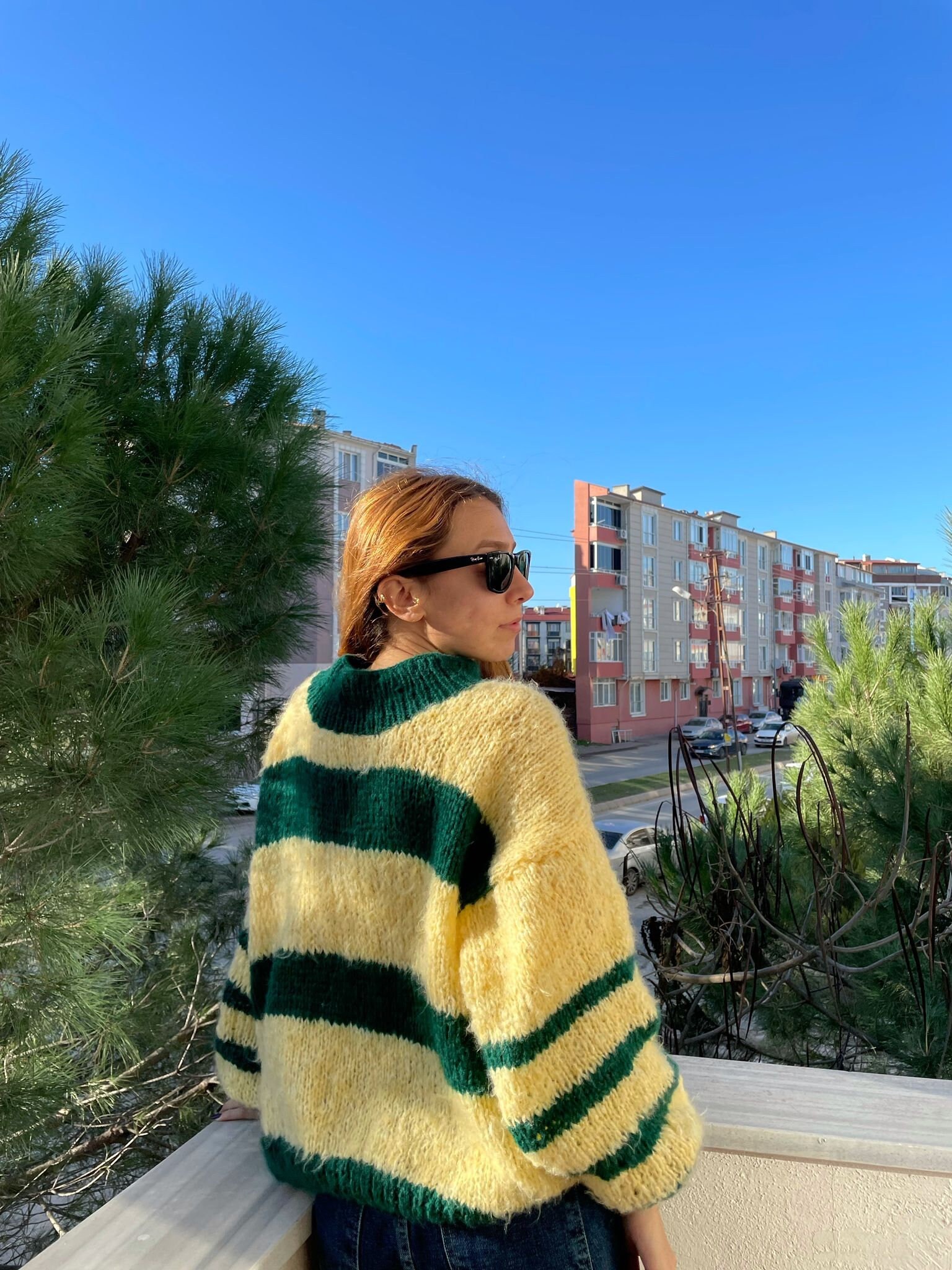 Colorful Striped Sweater, Crochet Sweater, Hand Knitted Warm Sweater,