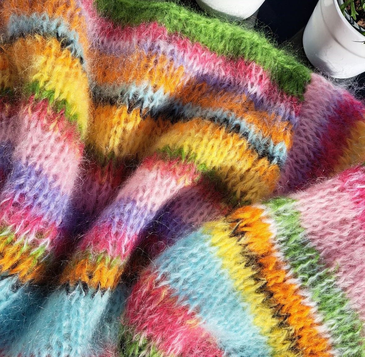 Colorful Striped Sweater, Crochet Sweater, Hand-Knitted Warm Sweater, Oversized Sweater, Unisex Sweater, Multicolored Sweater