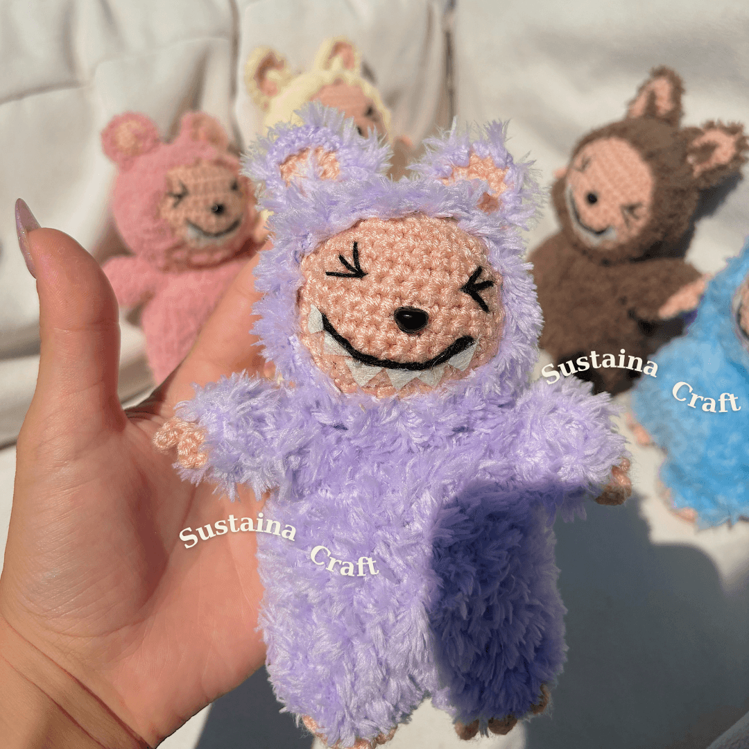 El Yapımı Labubu Anahtarlık – Amigurumi Peluş Oyuncak, Sevimli Çanta Süsü, Hediyelik Aksesuar