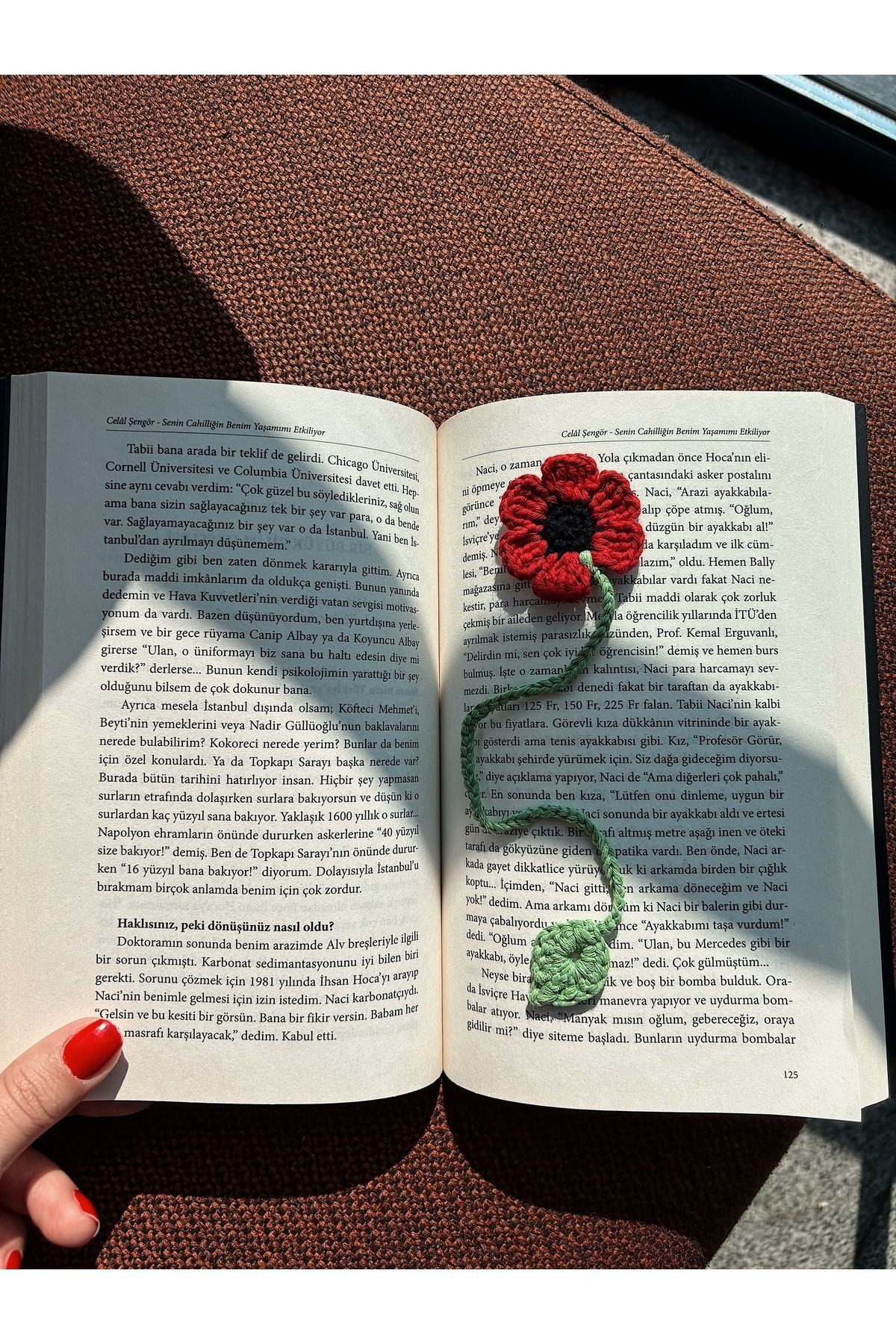 Örgü amigurumi çiçek kitap ayracı, gelincik kitap ayracı, ayraç