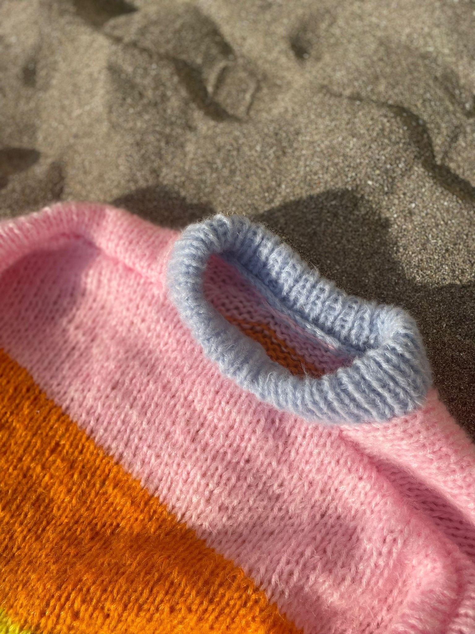 Colorful Striped Sweater, Crochet Sweater, Hand-Knitted Warm Sweater, Oversized Sweater, Unisex Sweater, Multicolored Sweater