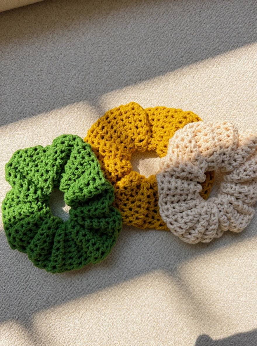 Handmade Oversize Hair Scrunchie – Crochet Elastic Hair Tie