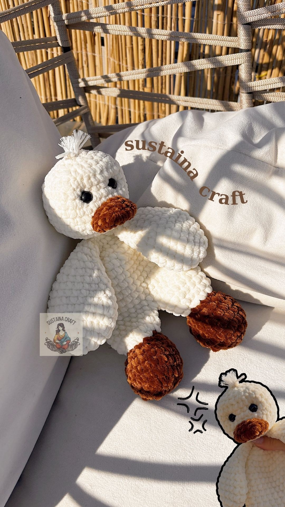 El Yapımı Örgü Peluş Ördek - Amigurumi Oyuncak - Bebek ve Çocuklar İçin Yumuşak Oyuncak