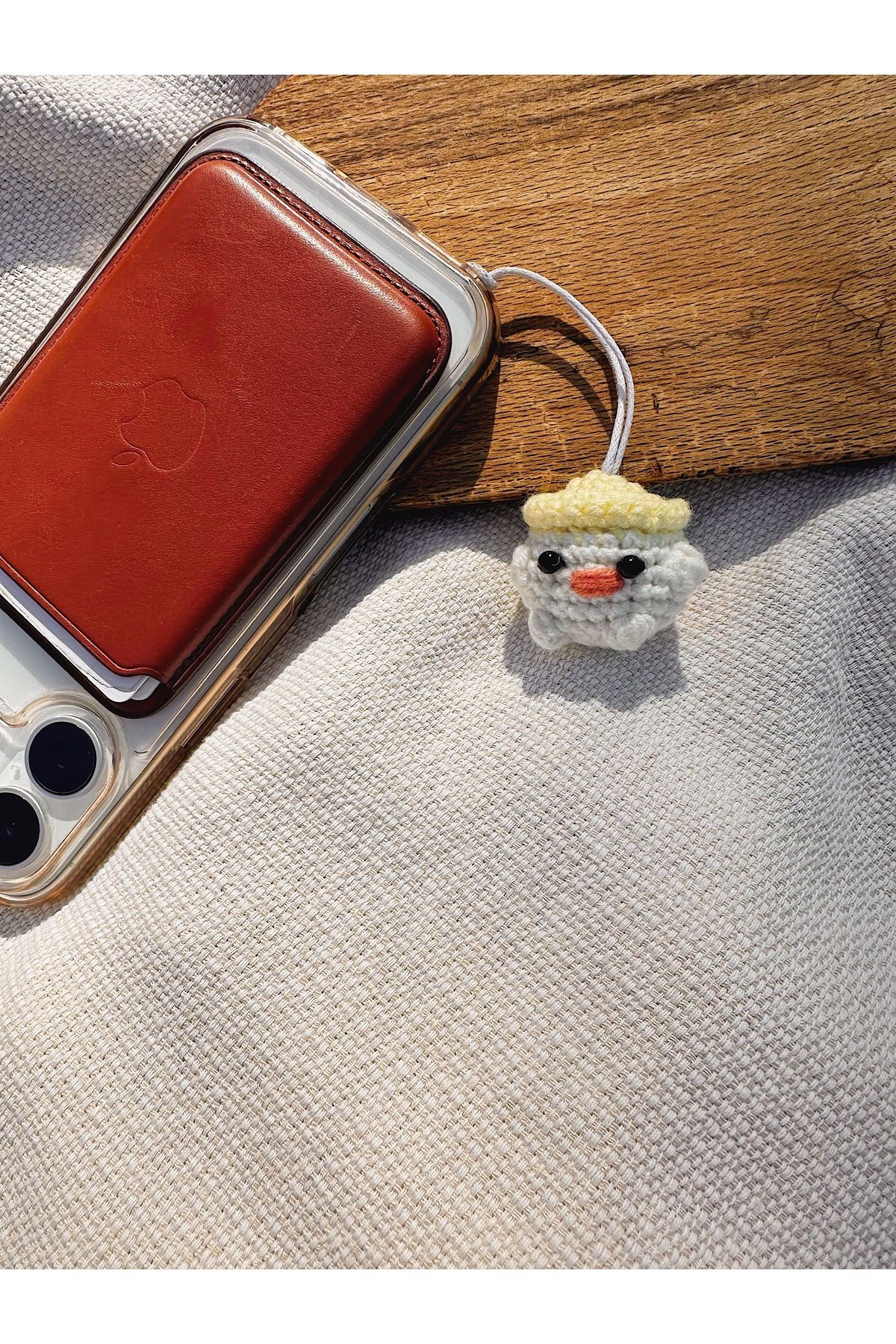 El Yapımı Örgü Civciv Telefon / Çanta Charmı – Amigurumi Askılı Süs
