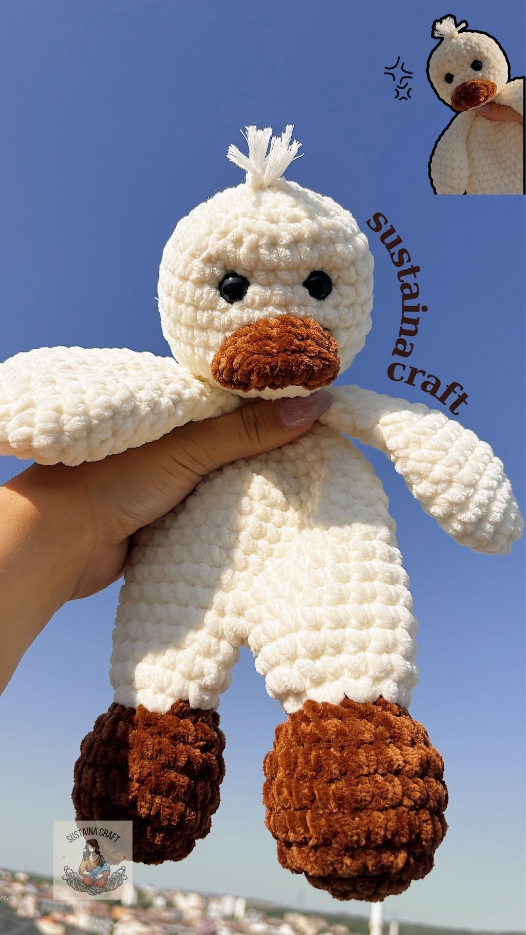 El Yapımı Örgü Peluş Ördek - Amigurumi Oyuncak - Bebek ve Çocuklar İçin Yumuşak Oyuncak