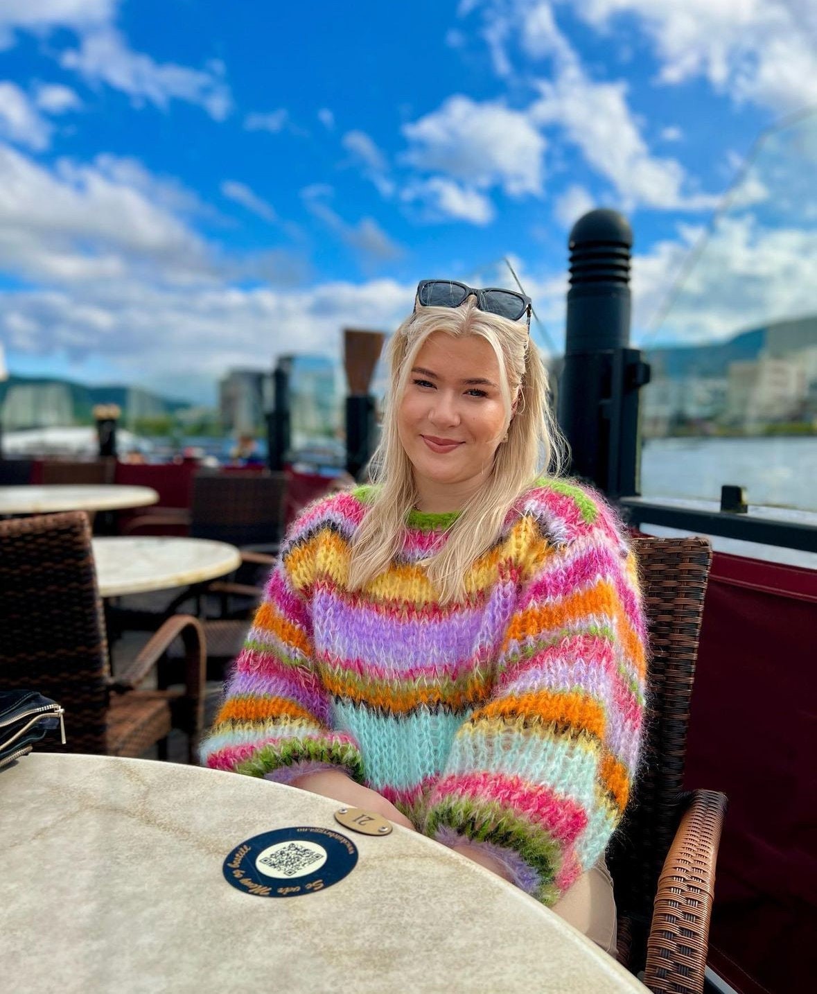 Colorful Striped Sweater, Crochet Sweater, Hand-Knitted Warm Sweater, Oversized Sweater, Unisex Sweater, Multicolored Sweater