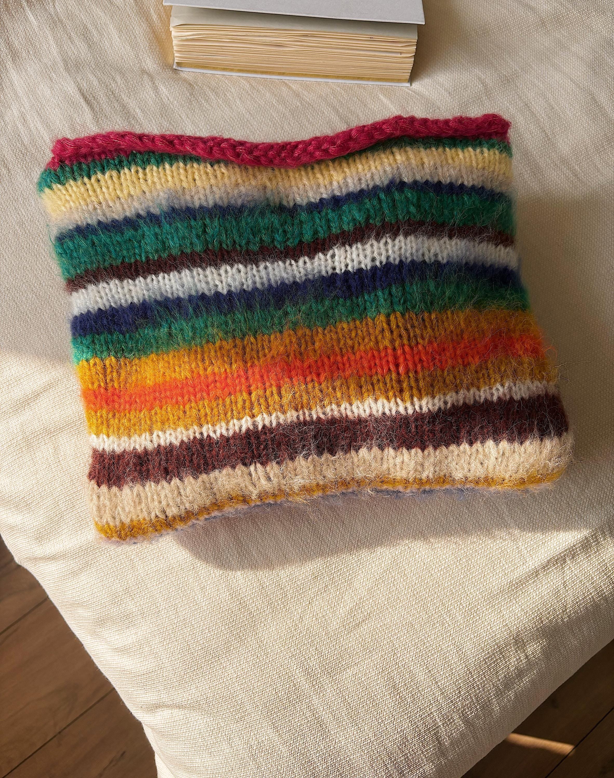 Colorful Striped Sweater, Knitted Sweater, Hand Knitted Warm Sweater,