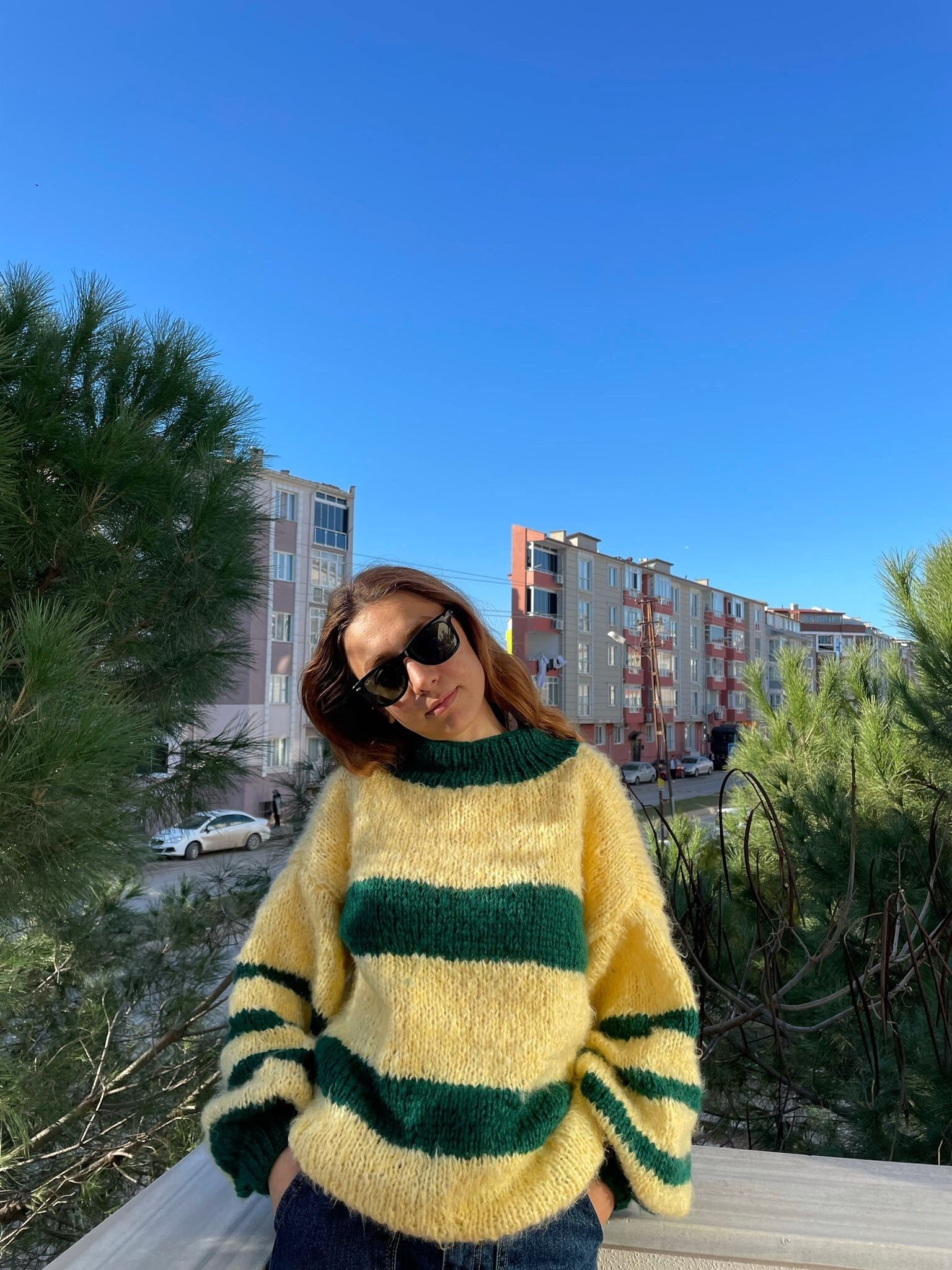 Colorful Striped Sweater, Crochet Sweater, Hand Knitted Warm Sweater,