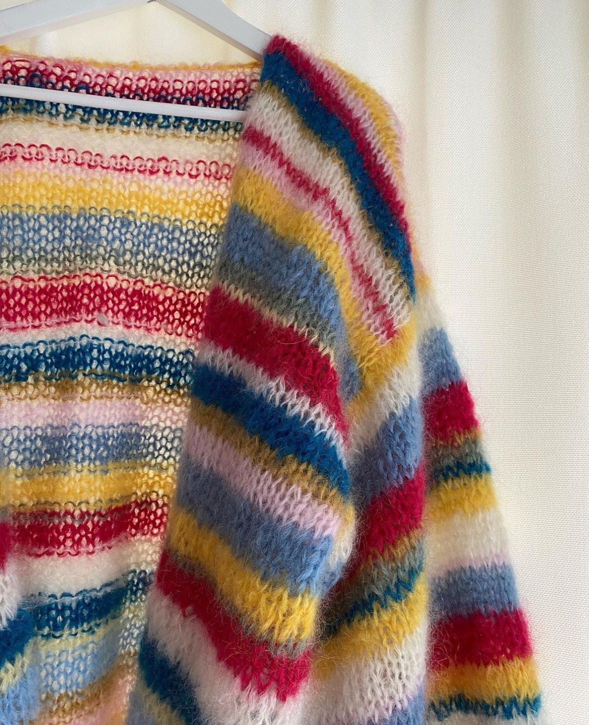Colorful Knit Cardigan, Hand-Knitted Warm Cardigan, Oversized Cardigan, Unisex Cardigan, Multicolored Cardigan