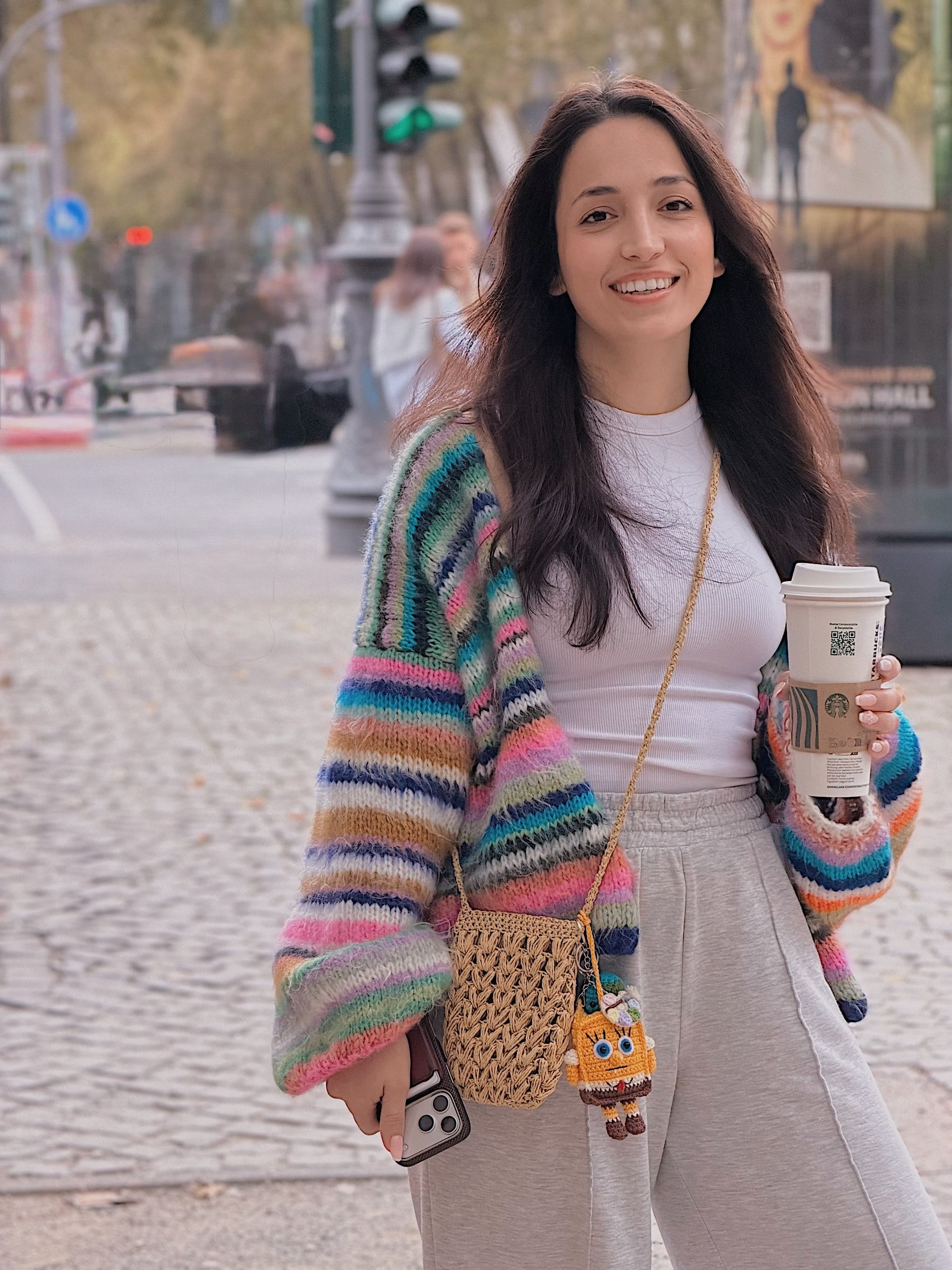 Renkli Örgü Hırka, El Örgüsü Sıcak Hırka, Oversize Hırka, Unisex Hırka, Çok Renkli Hırka