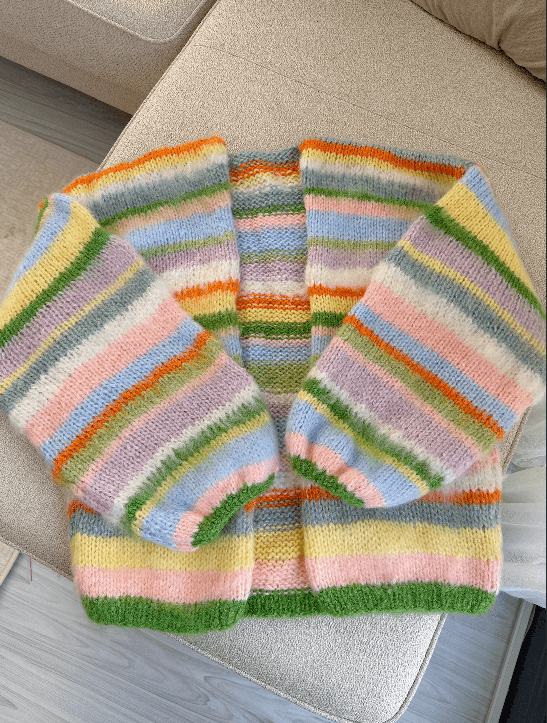 Renkli Çizgili Kazak, Örgü Hırka, El Örgüsü Sıcak Hırka, Oversize Hırka, Unisex Hırka, Çok Renkli Hırka