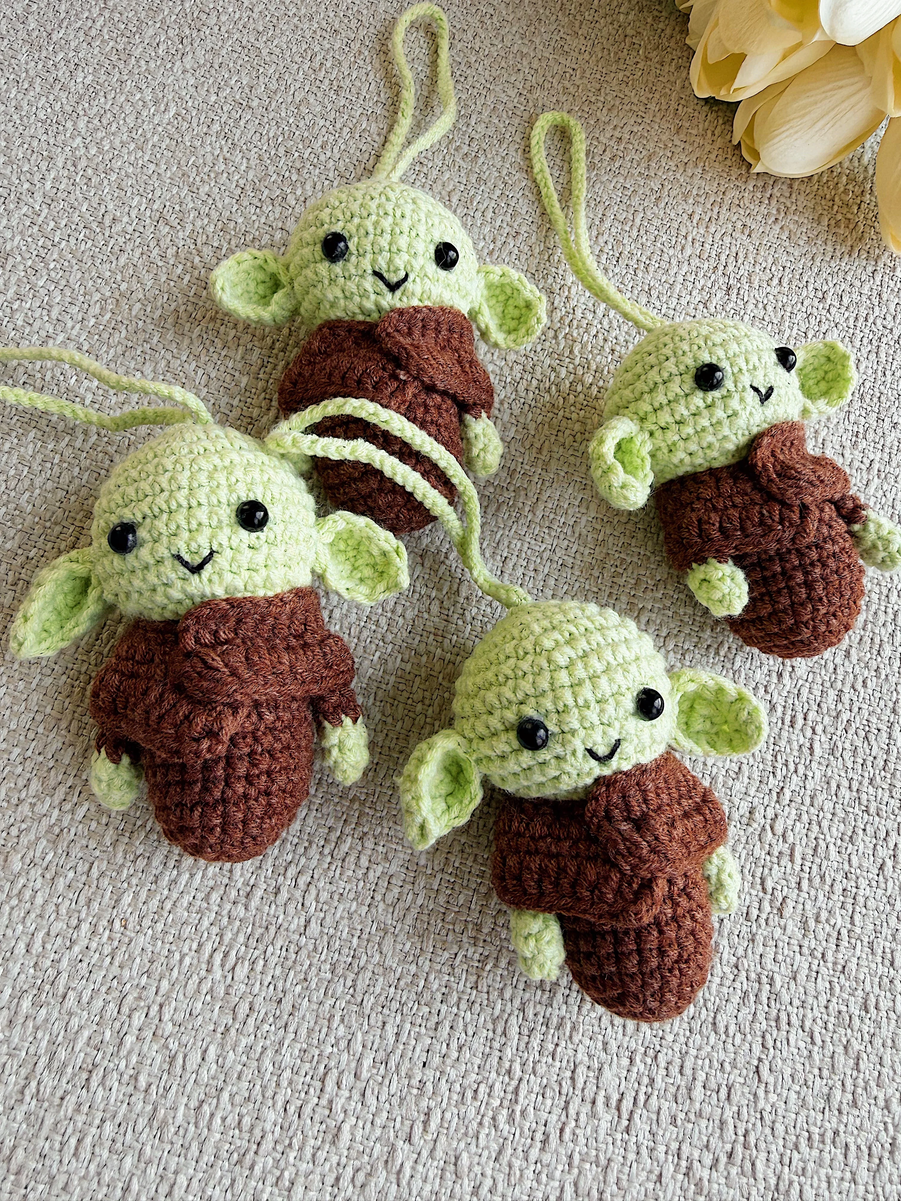 Örgü Baby Yoda Charm | Sevimli Amigurumi Baby Yoda Çanta Süsü