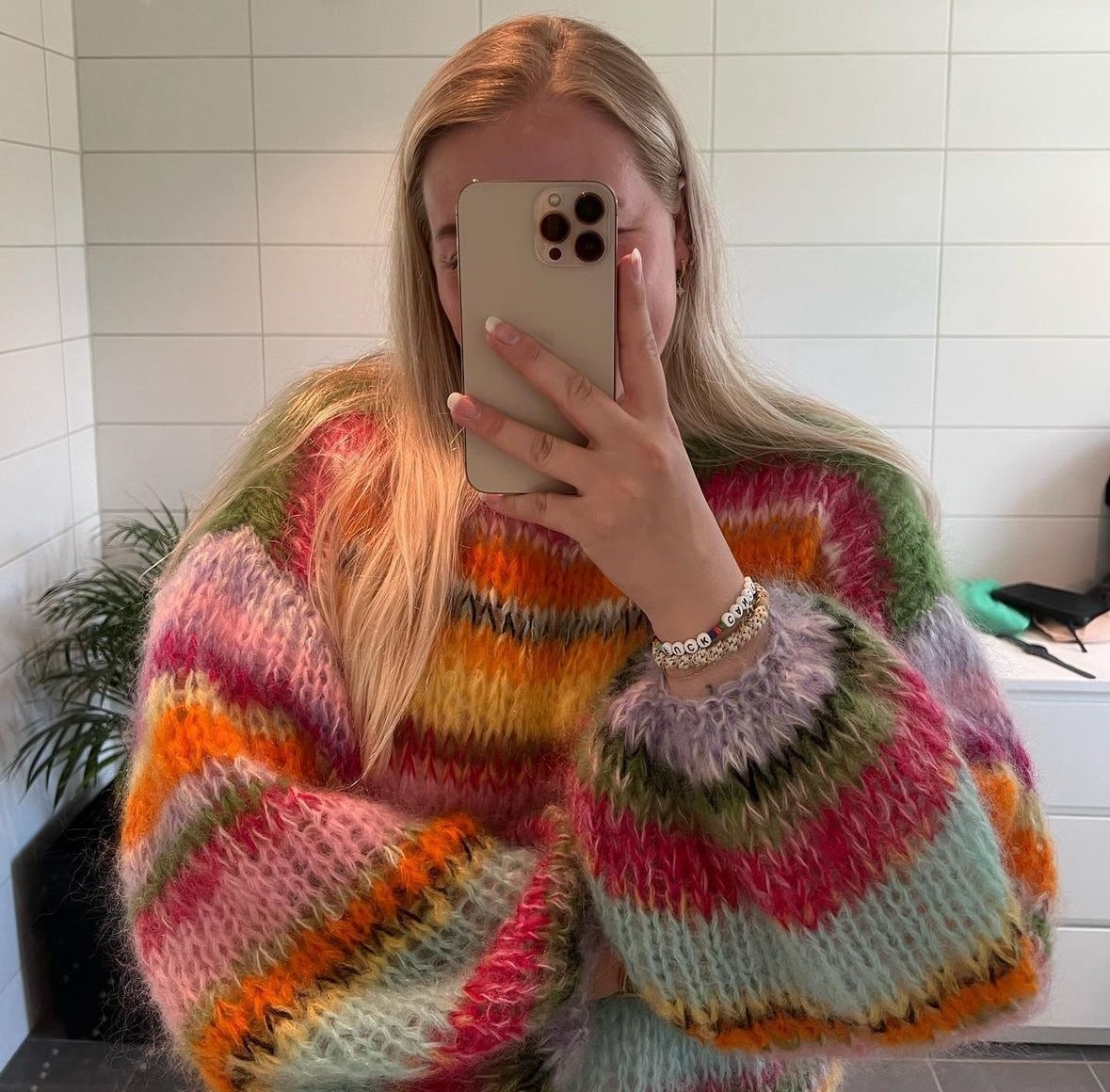 Colorful Striped Sweater, Crochet Sweater, Hand-Knitted Warm Sweater, Oversized Sweater, Unisex Sweater, Multicolored Sweater