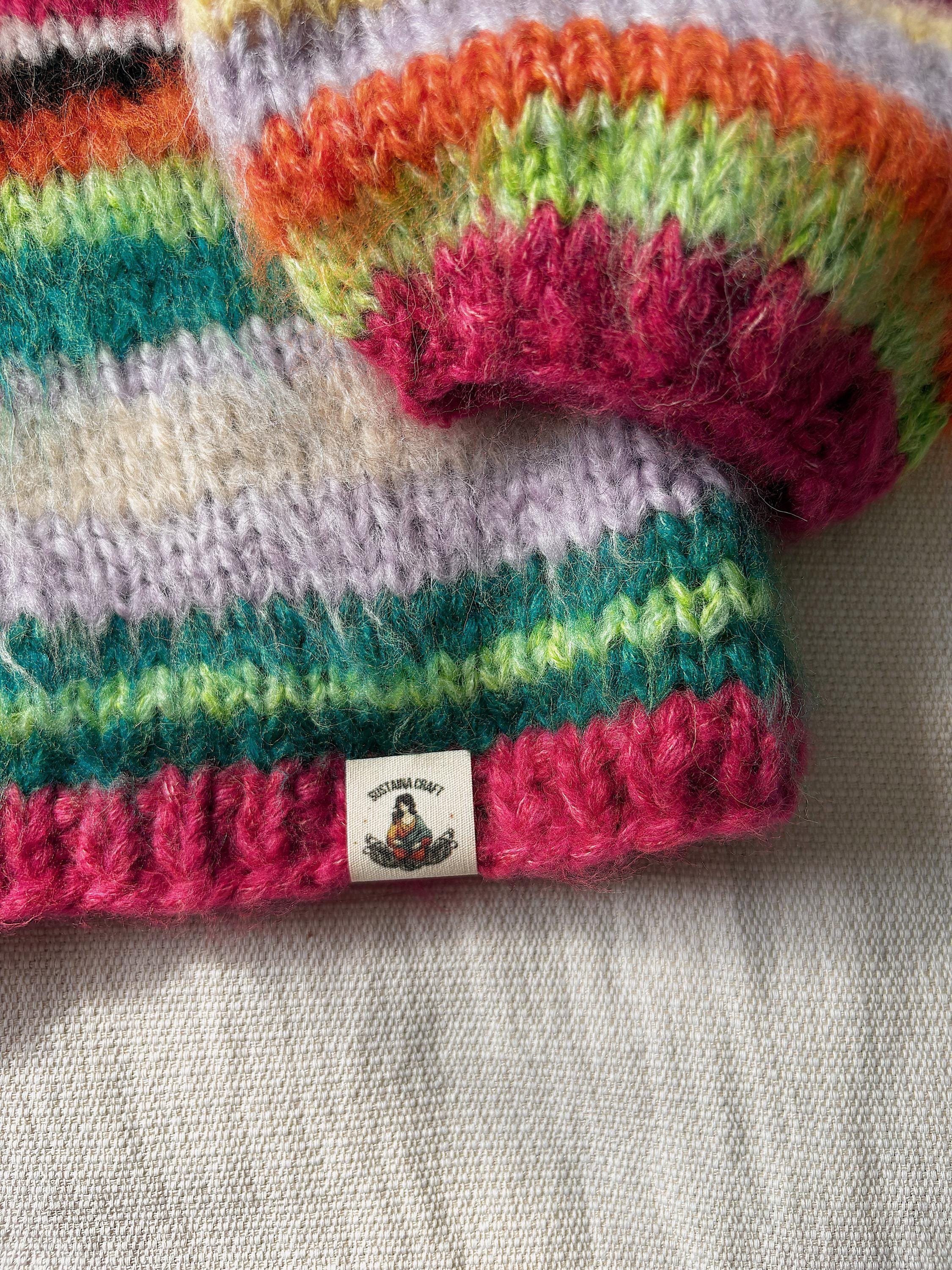 Colorful Striped Sweater, Knitted Sweater, Hand Knitted Warm Sweater,