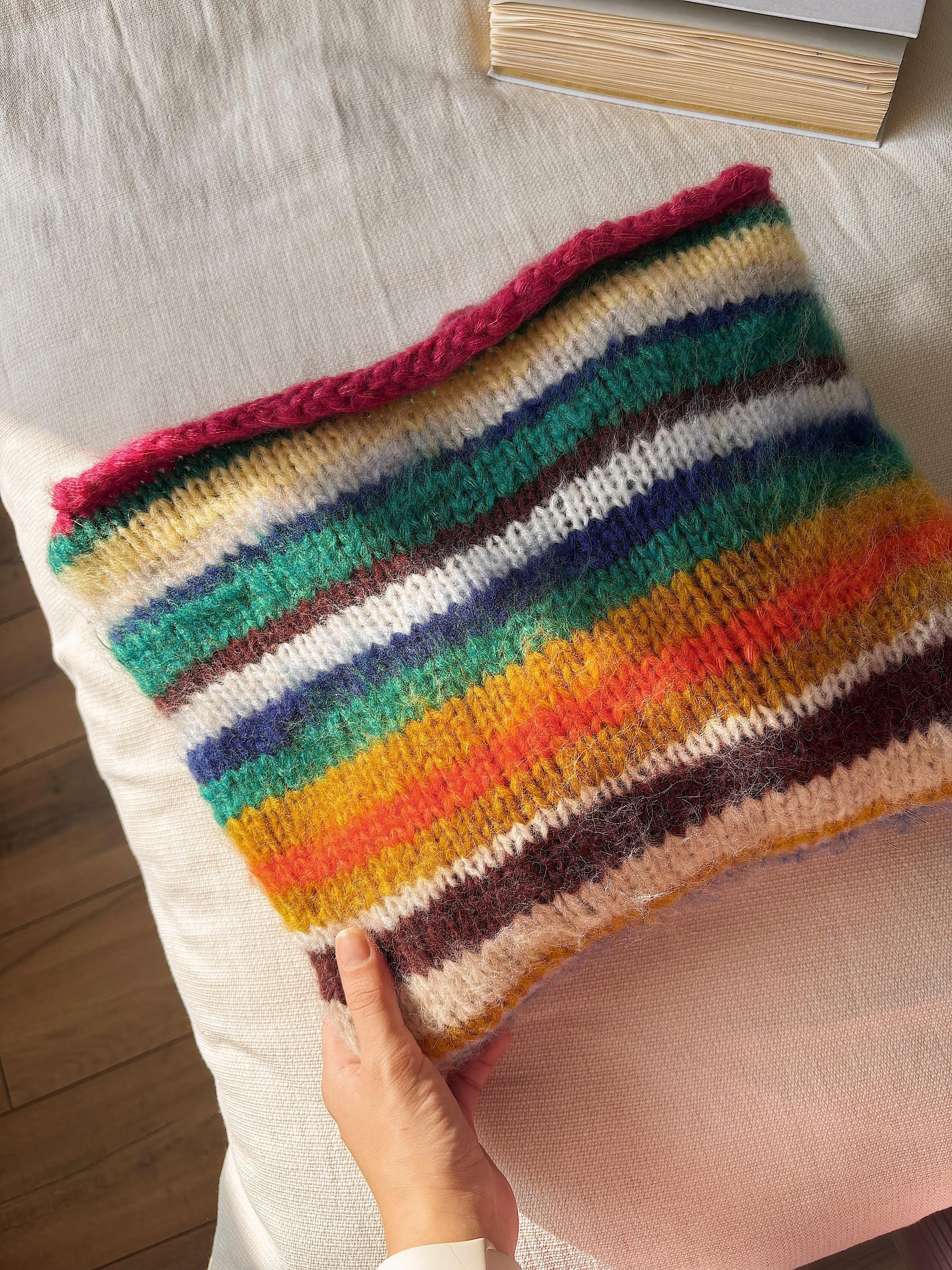 Colorful Striped Sweater, Knitted Sweater, Hand Knitted Warm Sweater,