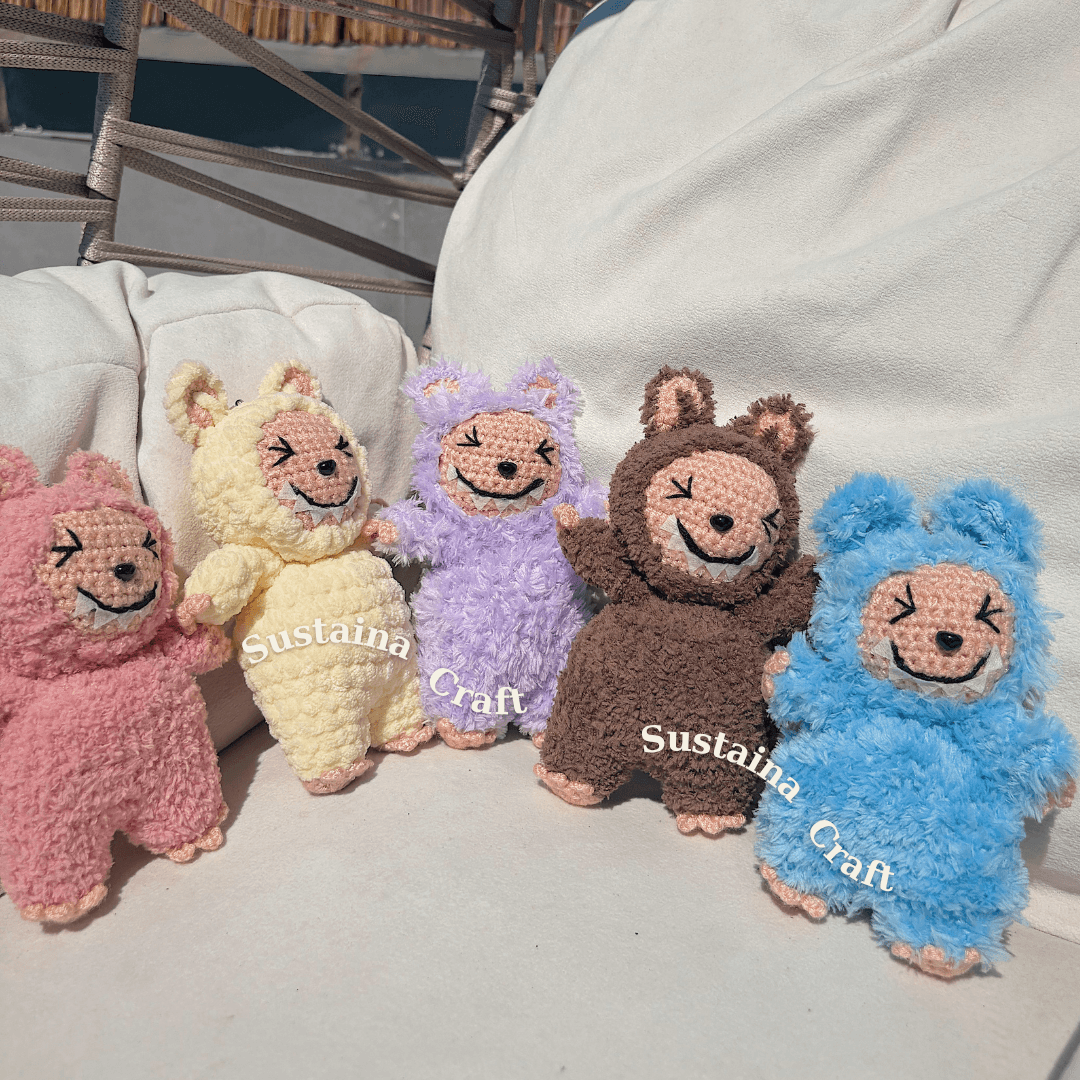 El Yapımı Labubu Anahtarlık – Amigurumi Peluş Oyuncak, Sevimli Çanta Süsü, Hediyelik Aksesuar