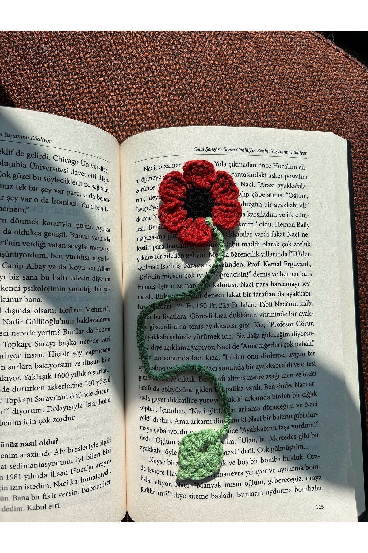 Örgü amigurumi çiçek kitap ayracı, gelincik kitap ayracı, ayraç