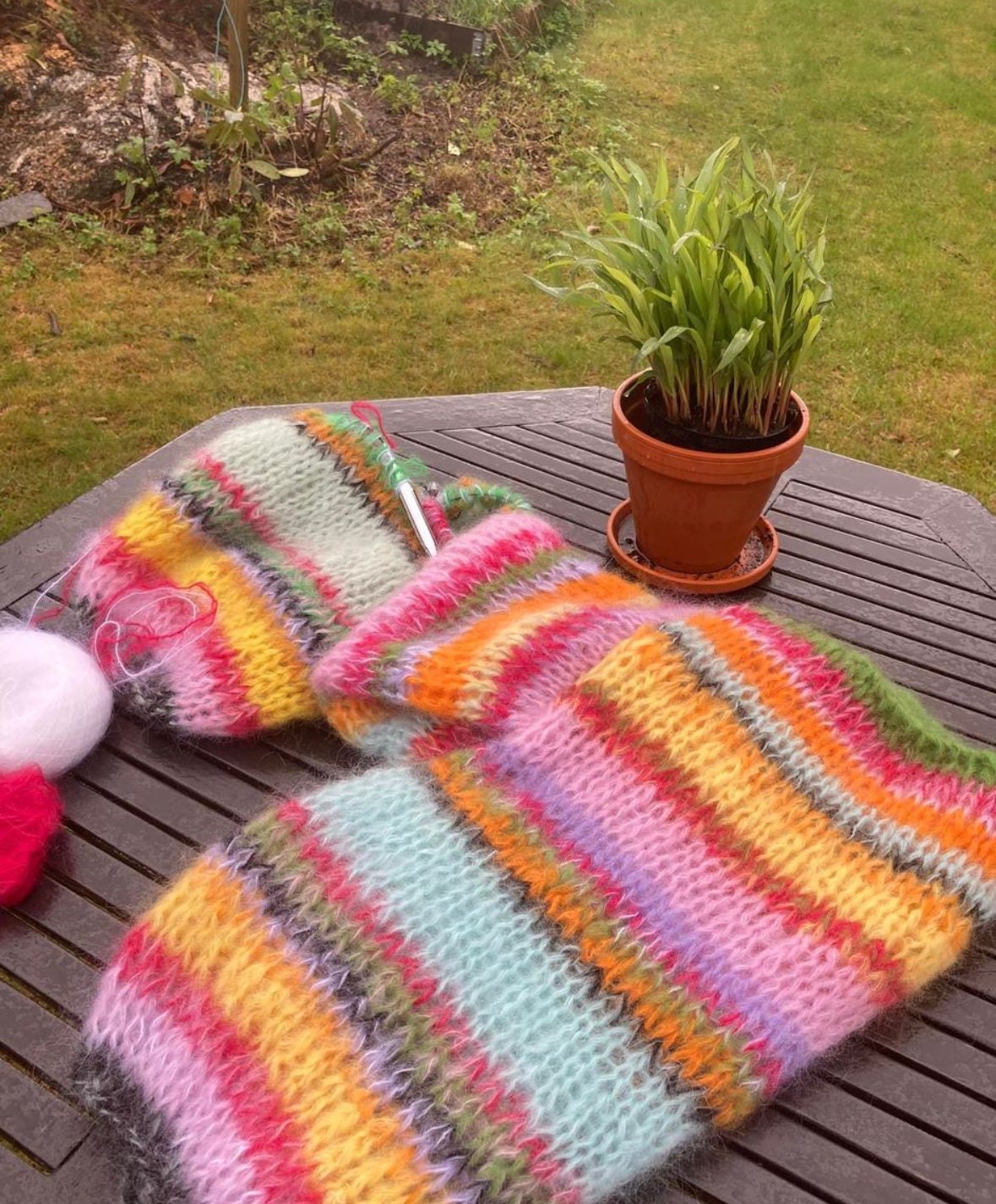 Colorful Striped Sweater, Knit Cardigan, Hand-Knitted Warm Cardigan, Oversized Cardigan, Unisex Cardigan, Multicolored Cardigan
