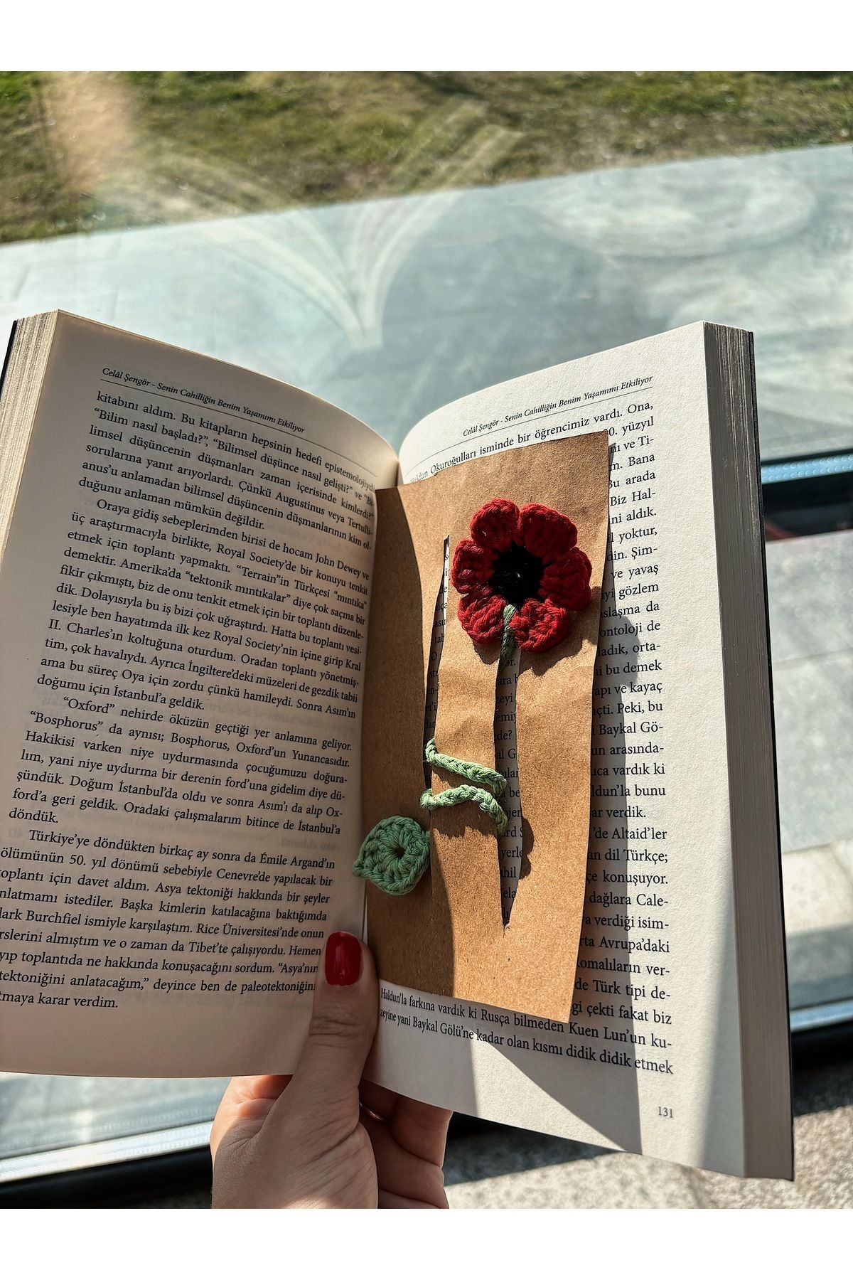 Örgü amigurumi çiçek kitap ayracı, gelincik kitap ayracı, ayraç
