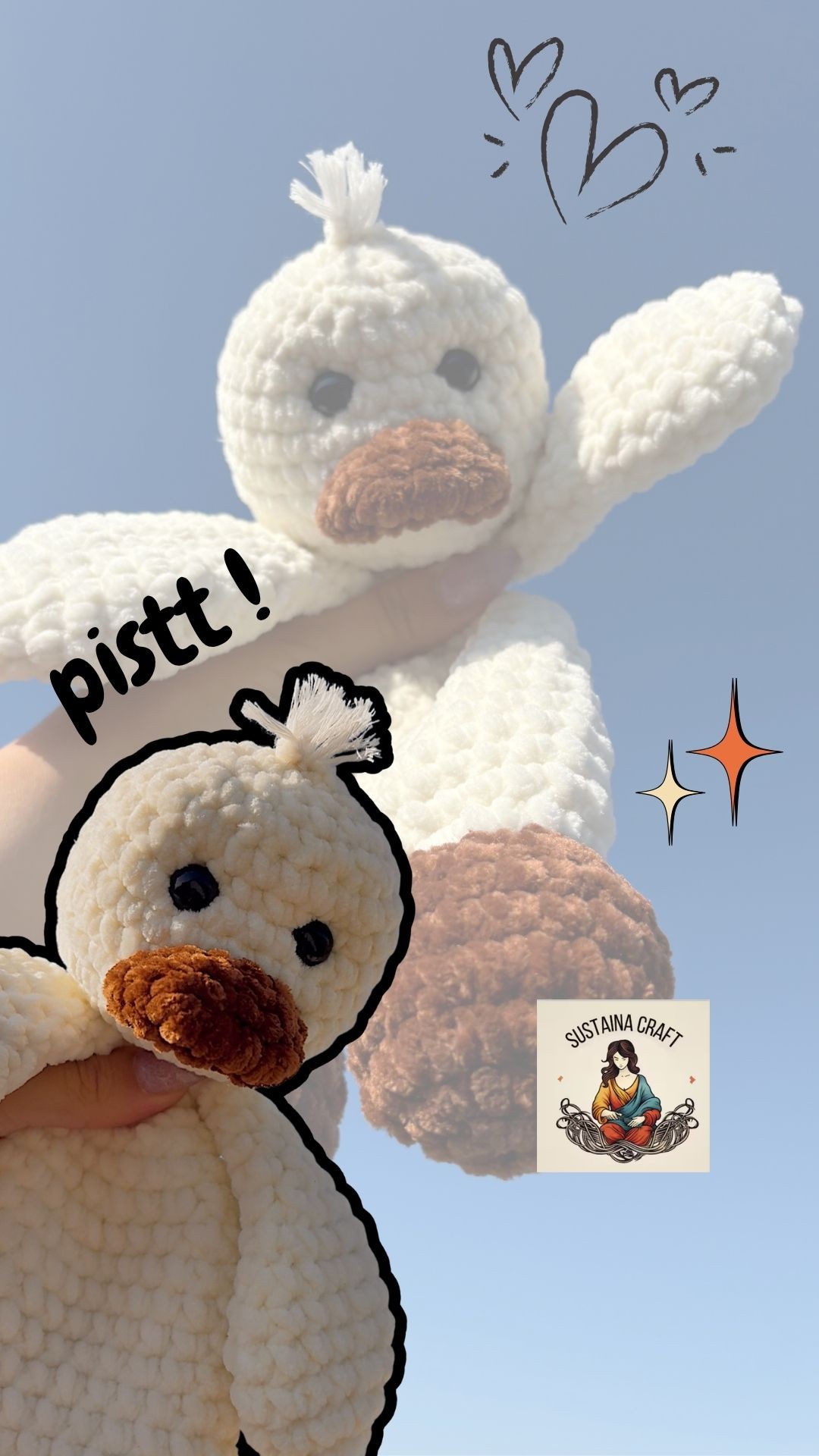 El Yapımı Örgü Peluş Ördek - Amigurumi Oyuncak - Bebek ve Çocuklar İçin Yumuşak Oyuncak