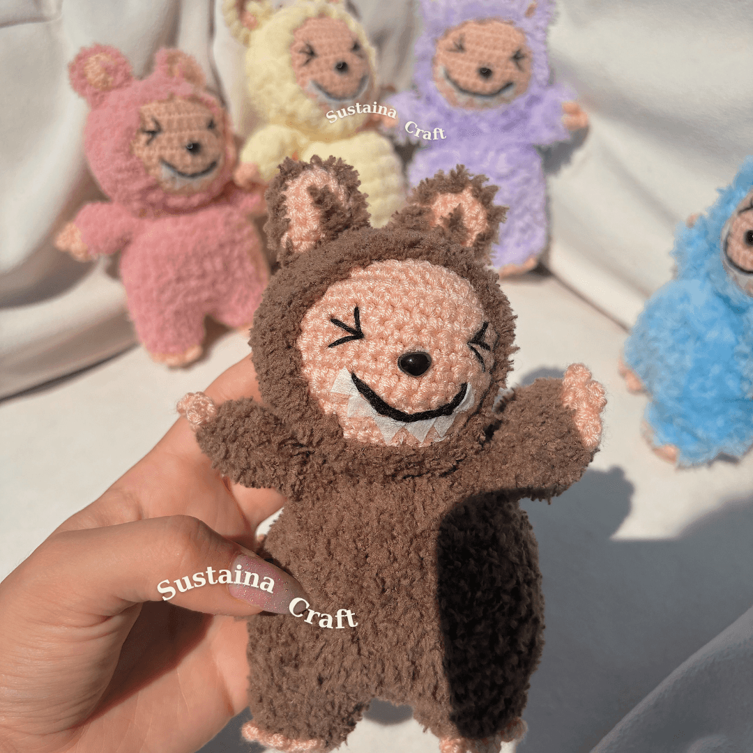 El Yapımı Labubu Anahtarlık – Amigurumi Peluş Oyuncak, Sevimli Çanta Süsü, Hediyelik Aksesuar