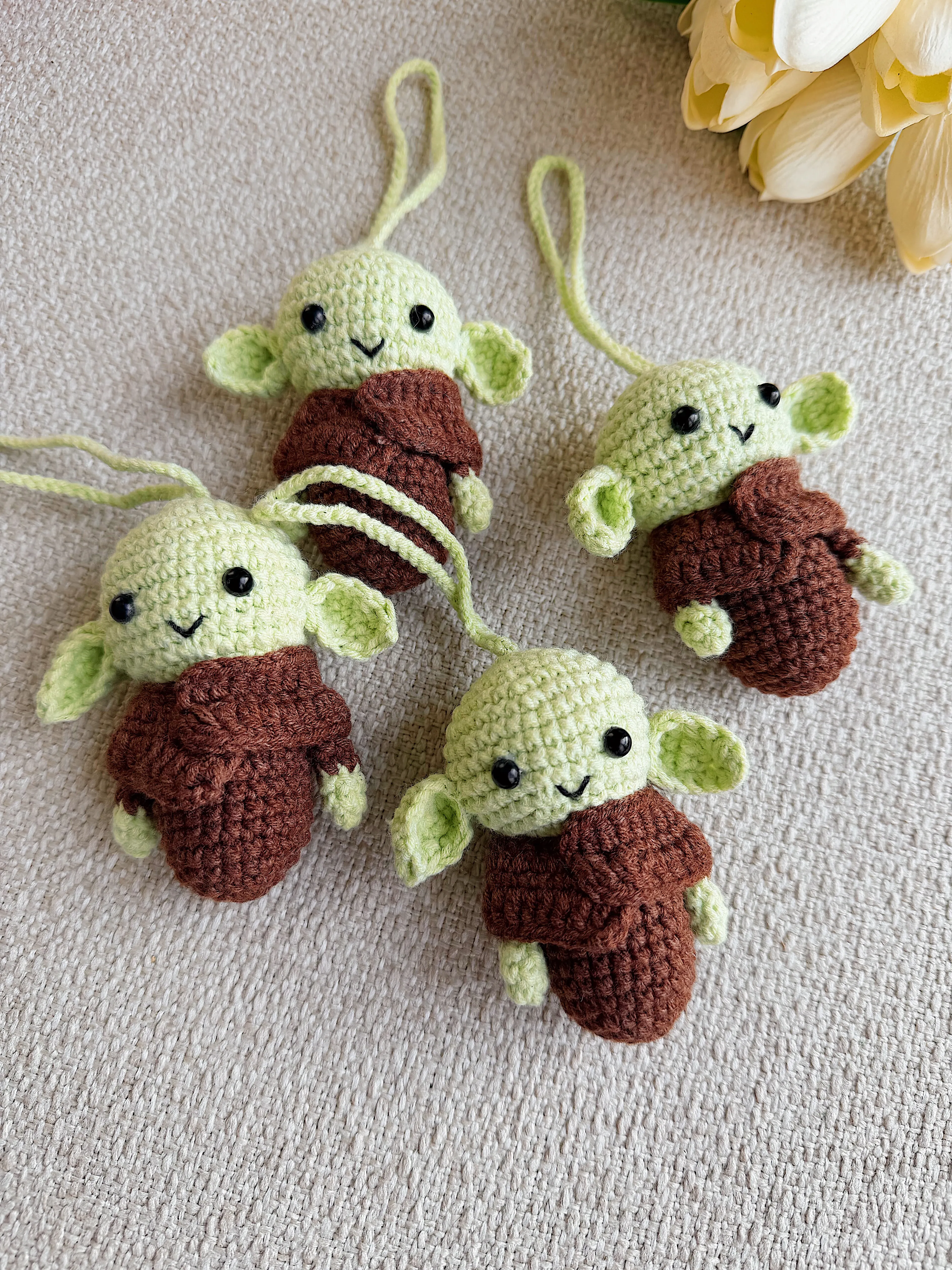 Örgü Baby Yoda Charm | Sevimli Amigurumi Baby Yoda Çanta Süsü
