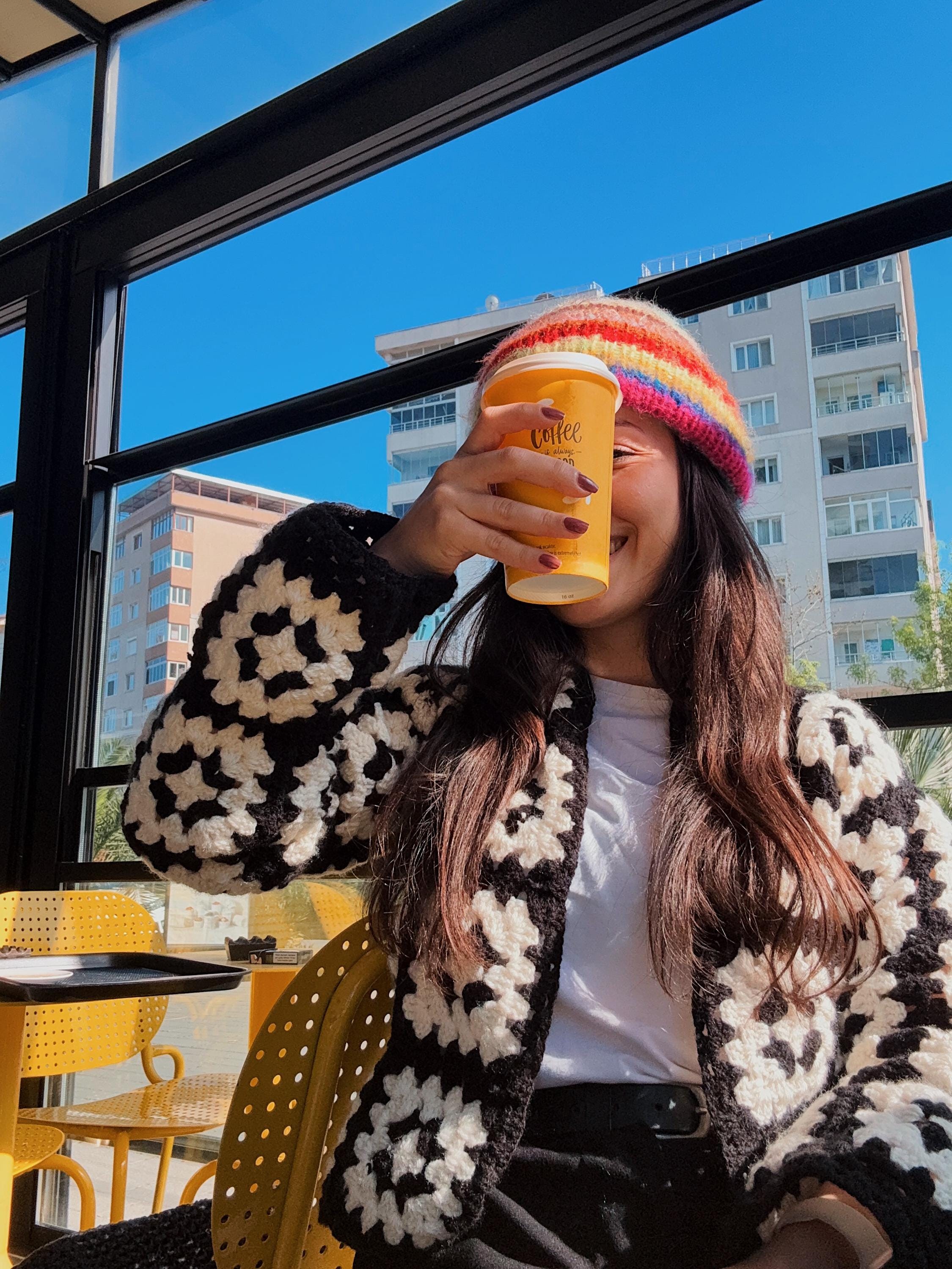 Colorful Scrap Yarn Beanie – Soft Mohair Blend – Unique and Eco-Friendly Knit Hat, Colorful, Warm and Chunky Knit