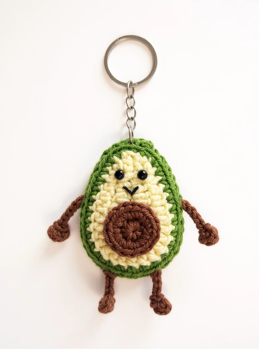 Crochet Avocado Keychain – Handmade Cute & Playful Bag or Key Accessory