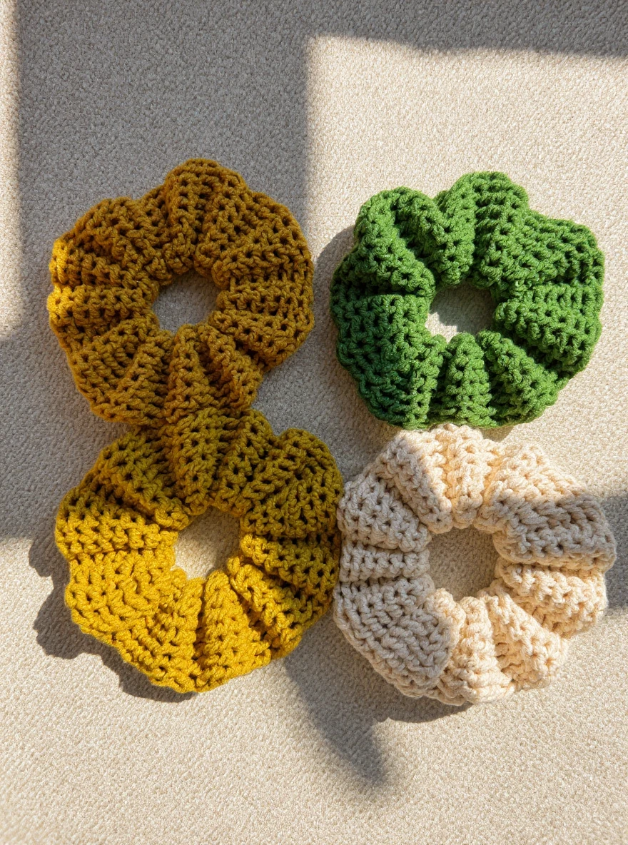 Handmade Oversize Hair Scrunchie – Crochet Elastic Hair Tie