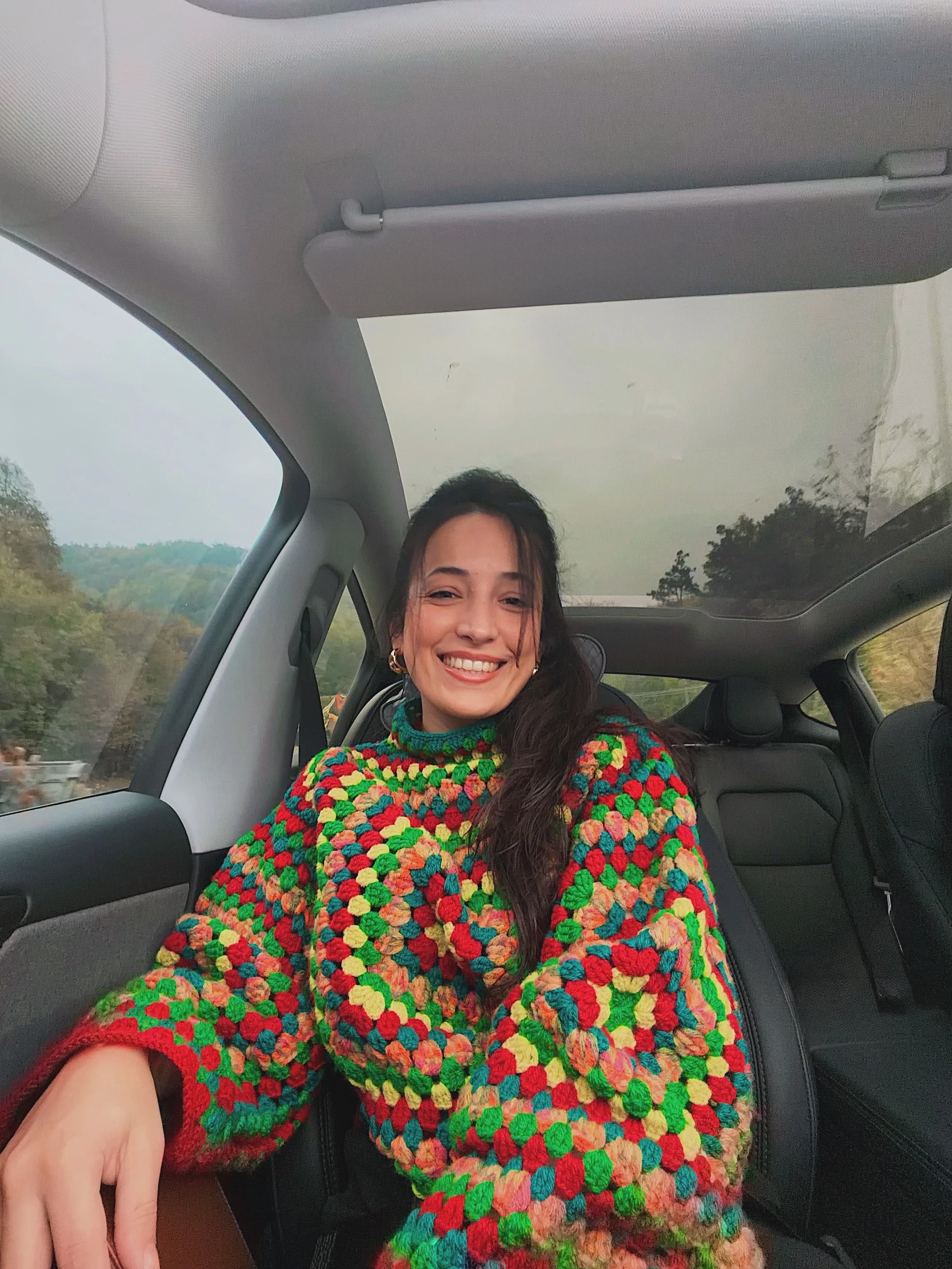 El Yapımı Renkli Crochet Granny Square Örgü Kazak | Oversize Bohem Kazak 