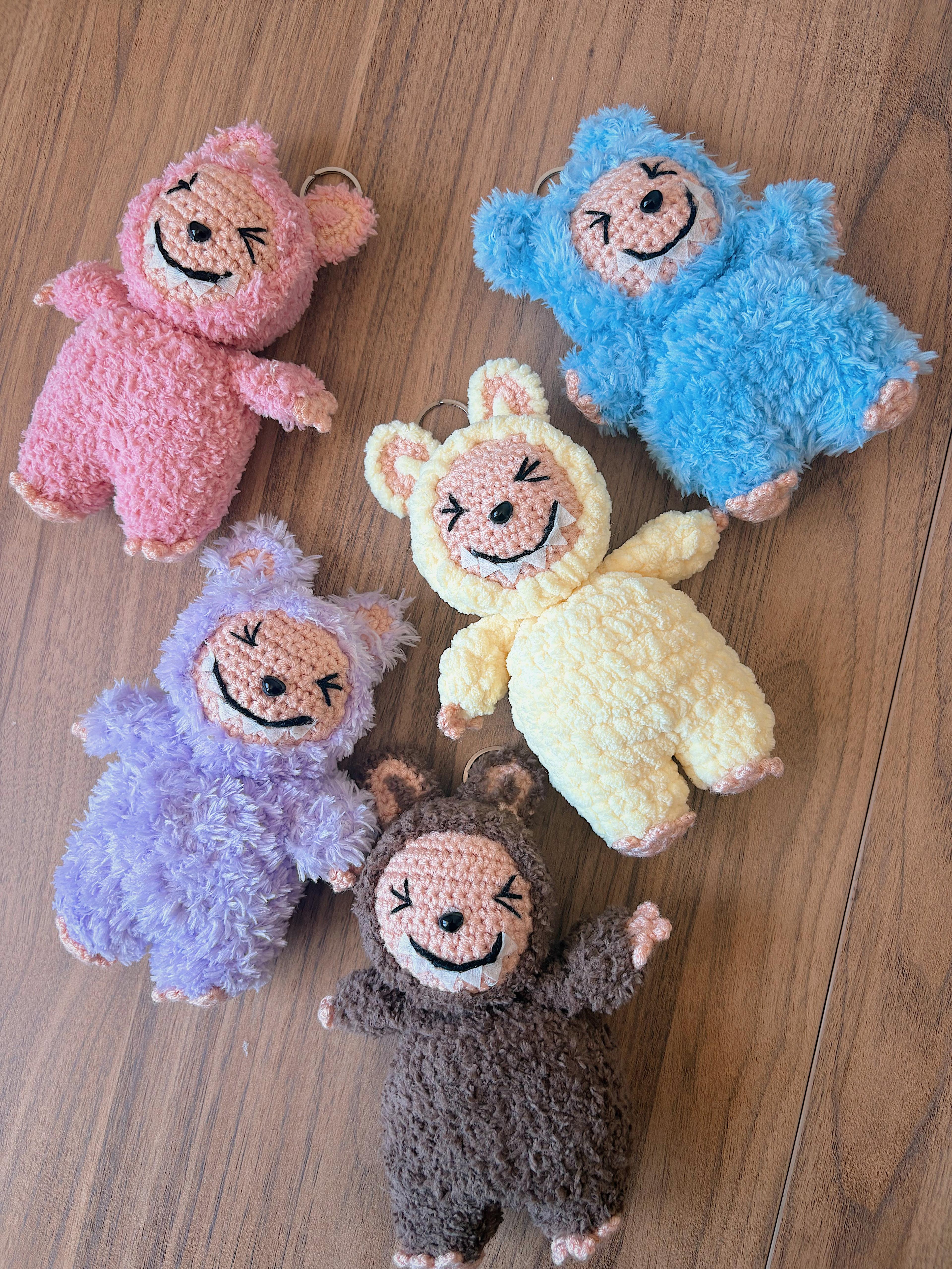 El Yapımı Labubu Anahtarlık – Amigurumi Peluş Oyuncak, Sevimli Çanta Süsü, Hediyelik Aksesuar