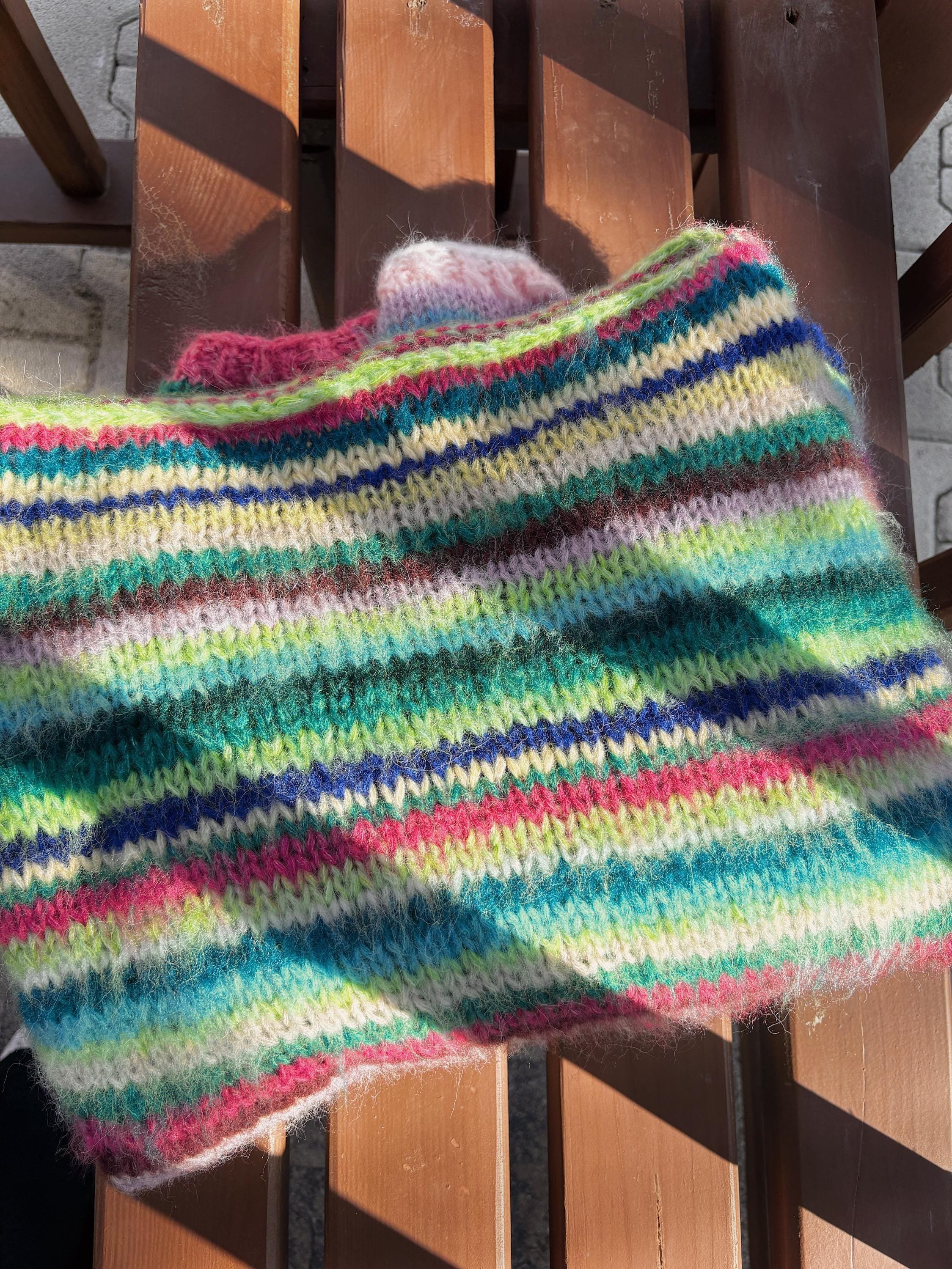 Colorful Striped Sweater, Knitted Sweater, Hand Knitted Warm Sweater,
