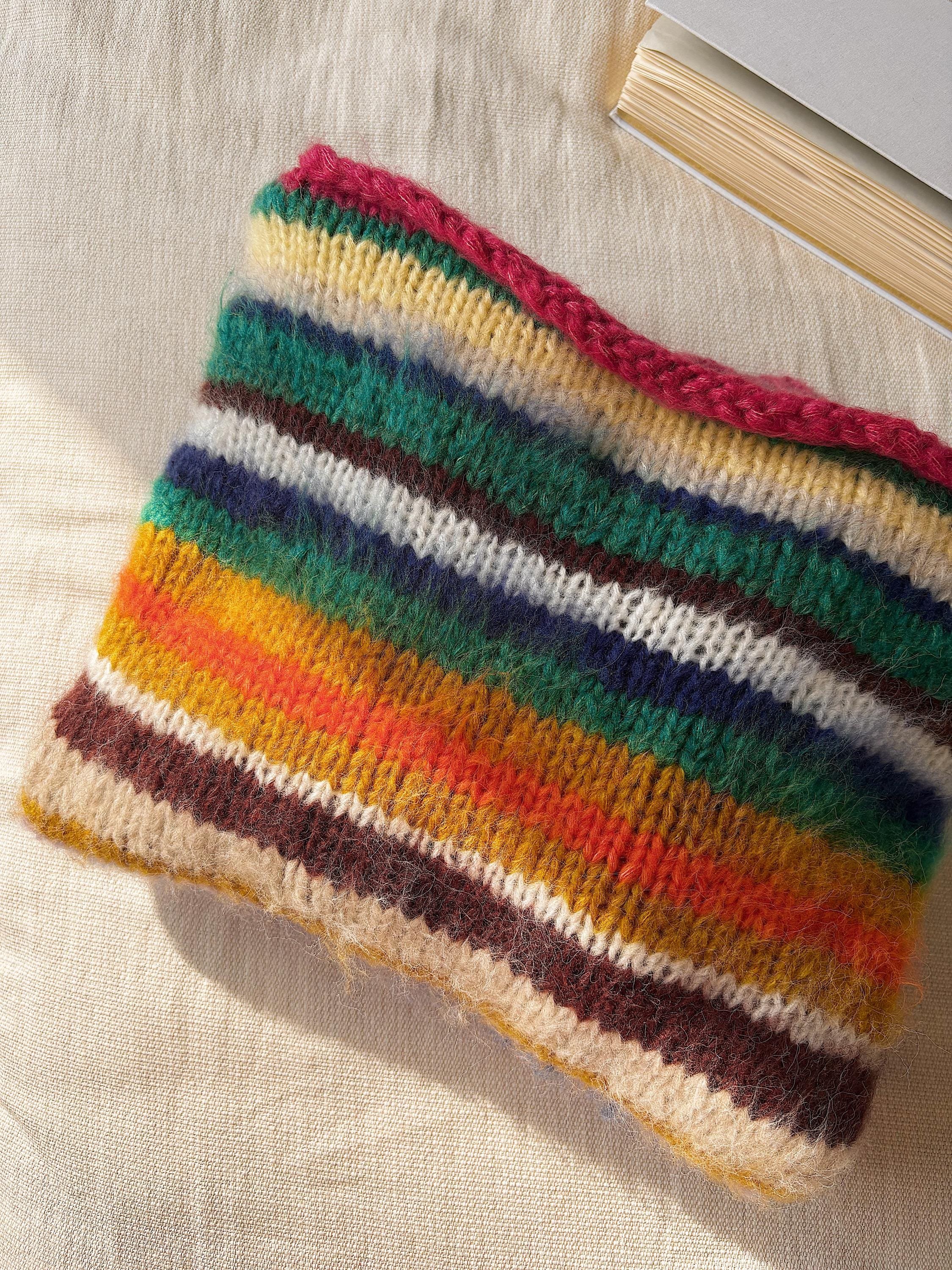 Colorful Striped Sweater, Knitted Sweater, Hand Knitted Warm Sweater,