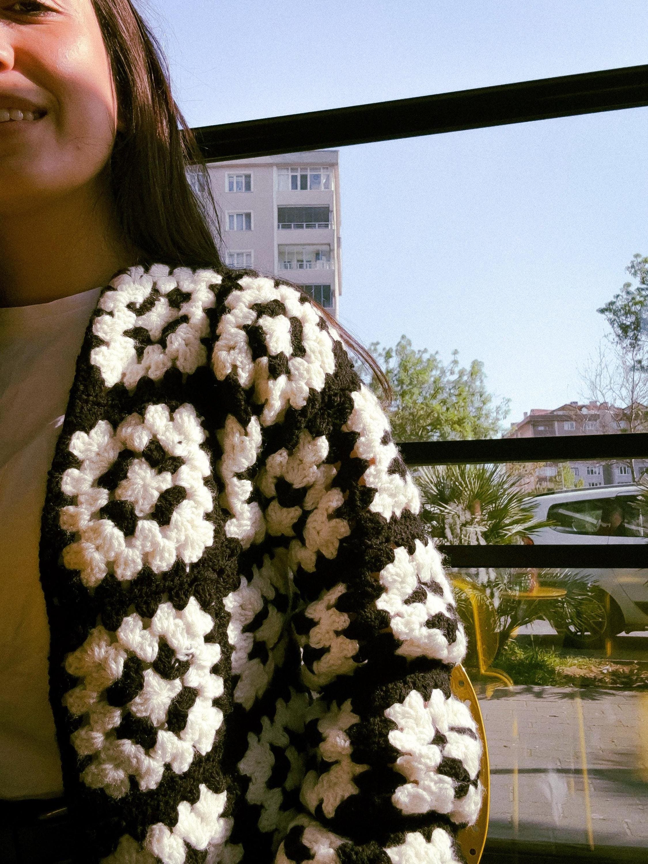 Crochet Granny Square Cardigan, Crochet Cardigan, Crochet Square Pattern Cardigan, Vintage Colorful Design, Soft Boho Crochet Square Cardigan