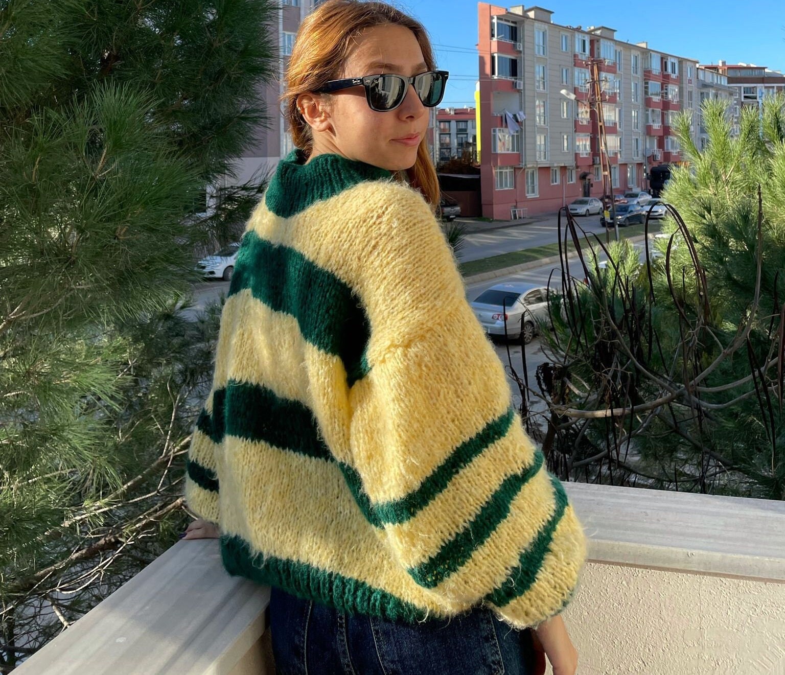 Colorful Striped Sweater, Crochet Sweater, Hand Knitted Warm Sweater,