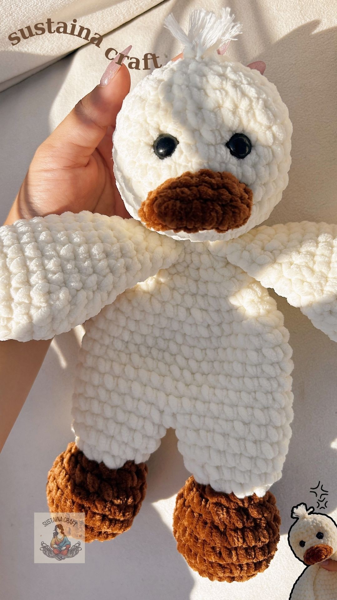 El Yapımı Örgü Peluş Ördek - Amigurumi Oyuncak - Bebek ve Çocuklar İçin Yumuşak Oyuncak